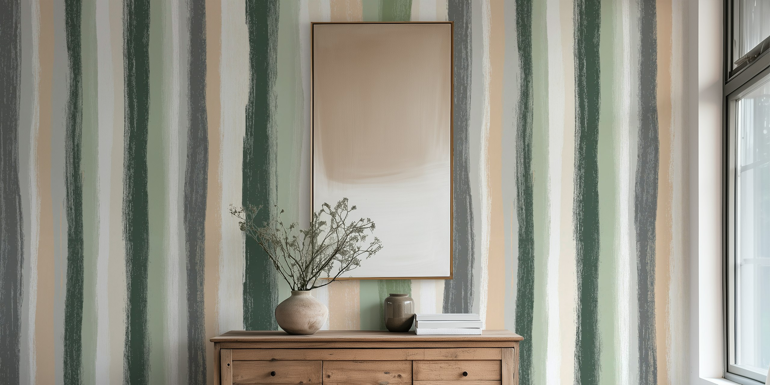 Tranquil Vertical Stripes Tapete in einem Raum