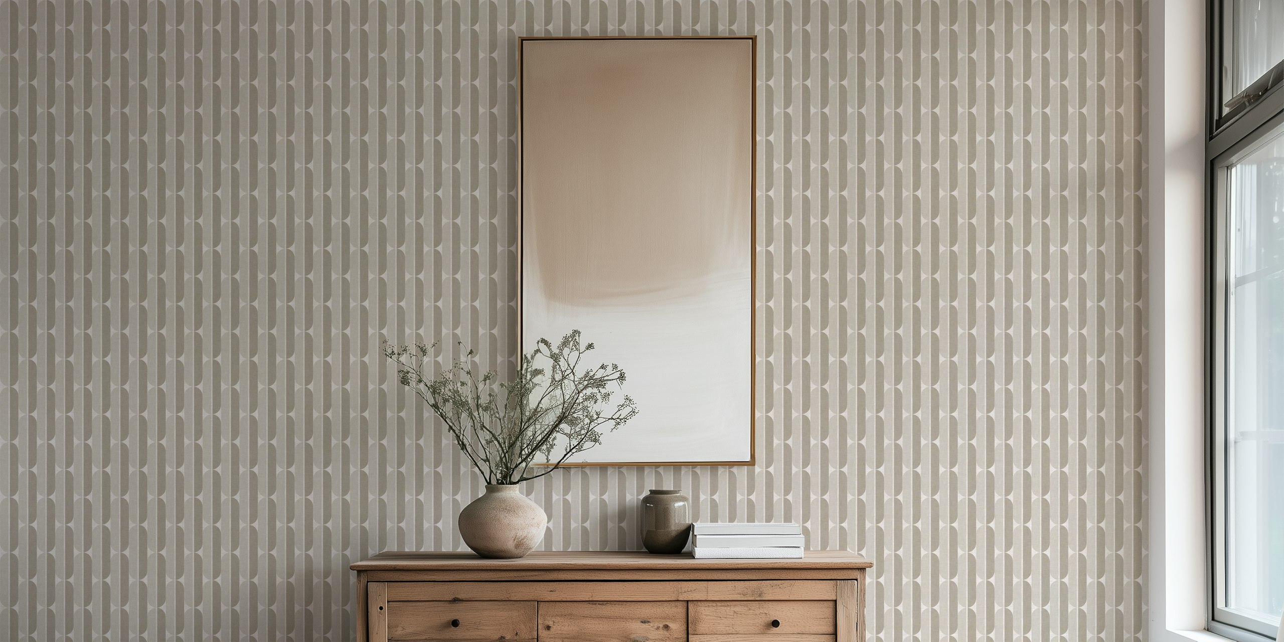 Mid Century Geometric wallpaper in a room