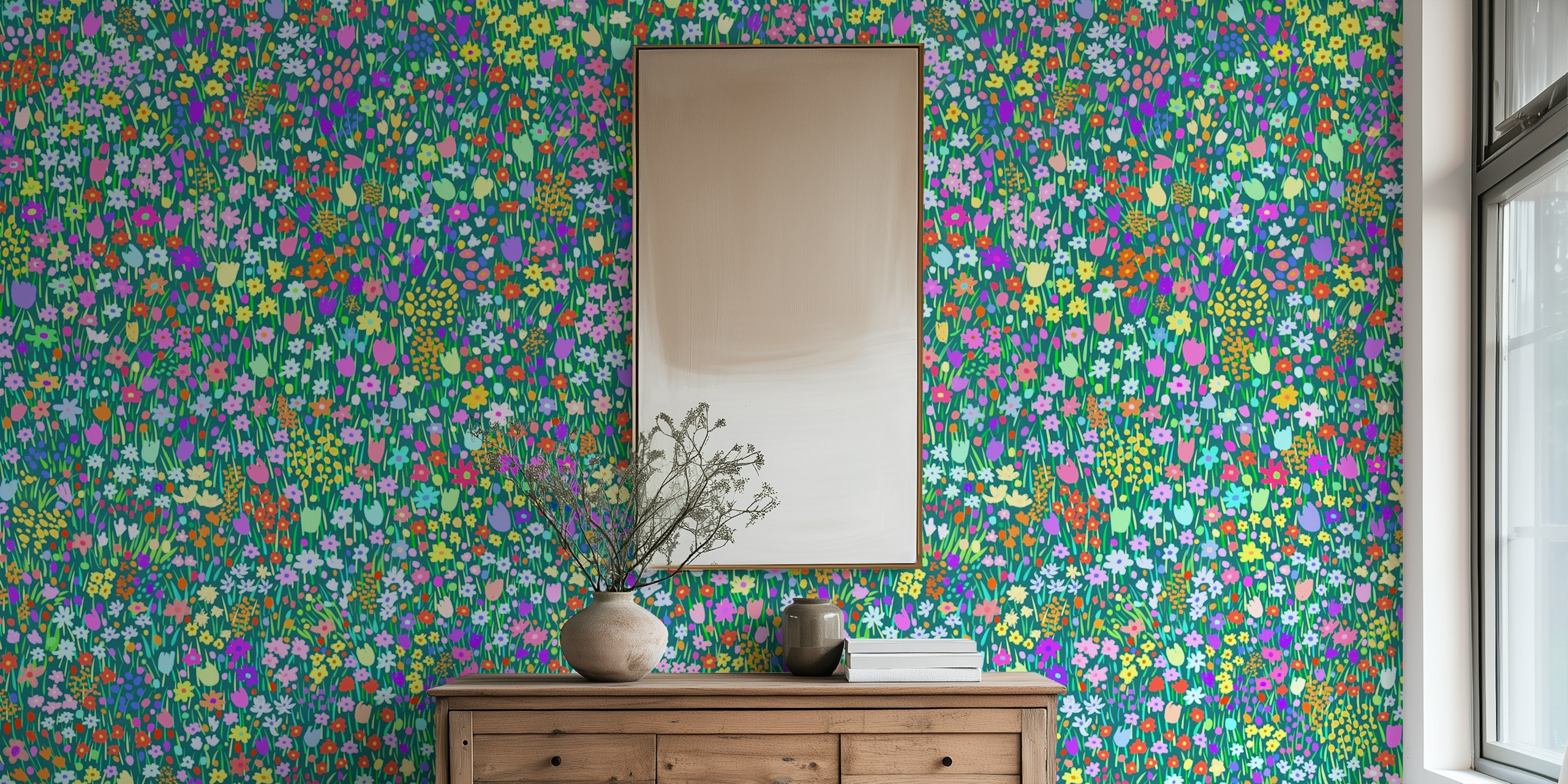 Vibrant Meadow Art for Wall 3 i et rum