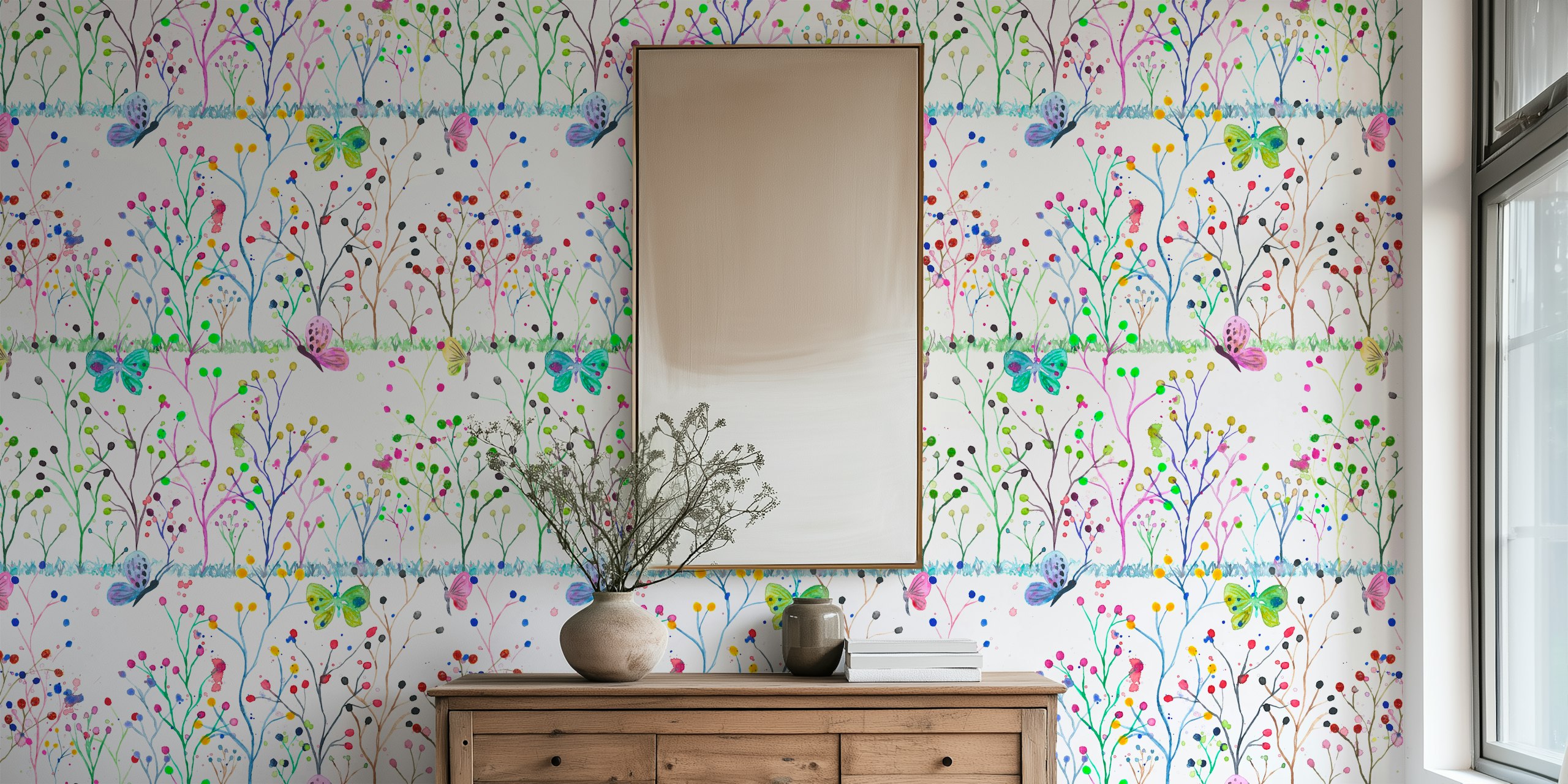 Design de papier peint Watercolor Spring Garden