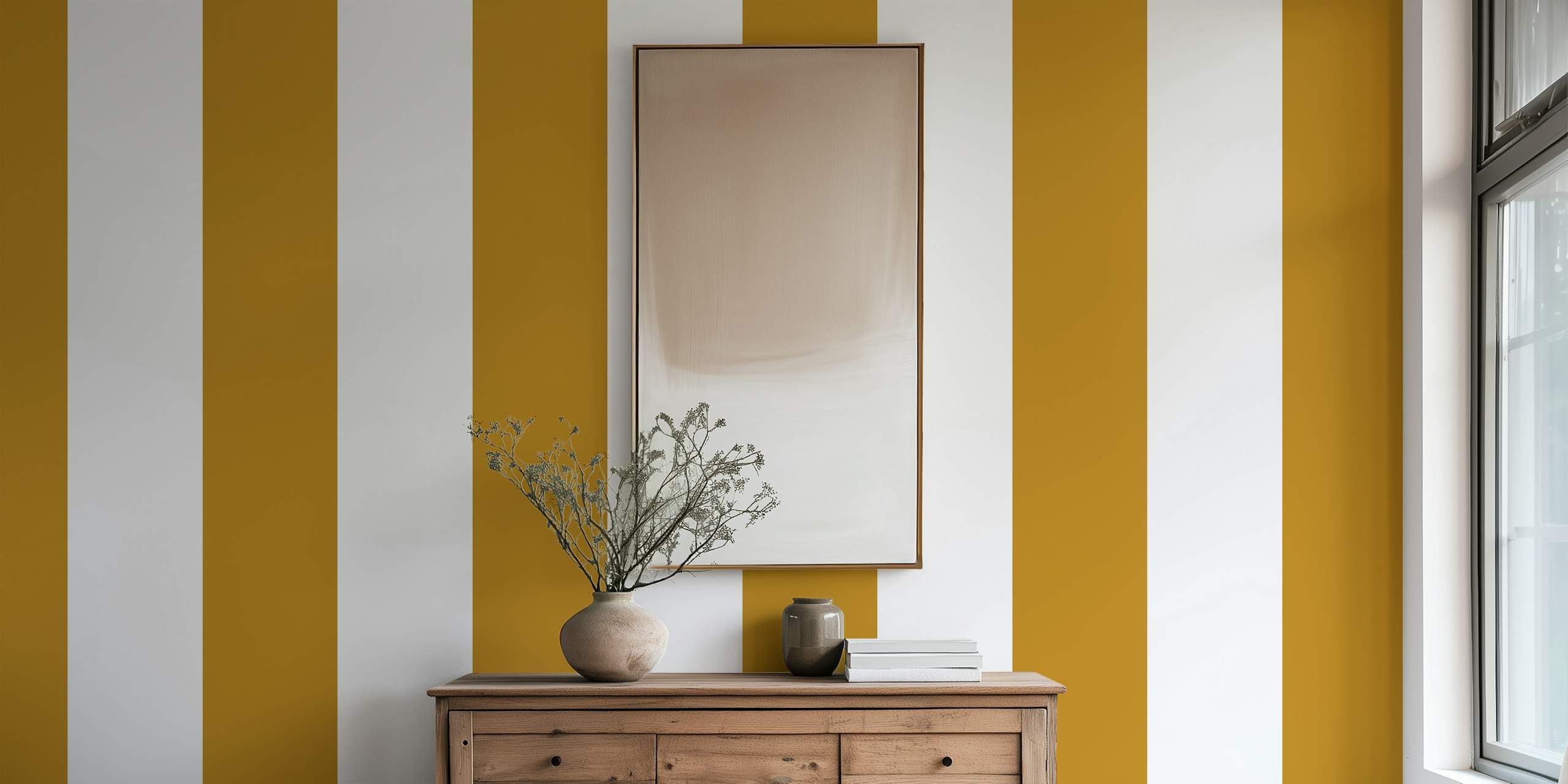 Fototapeta se svislými zlatými pruhy pro dekoraci interiéru