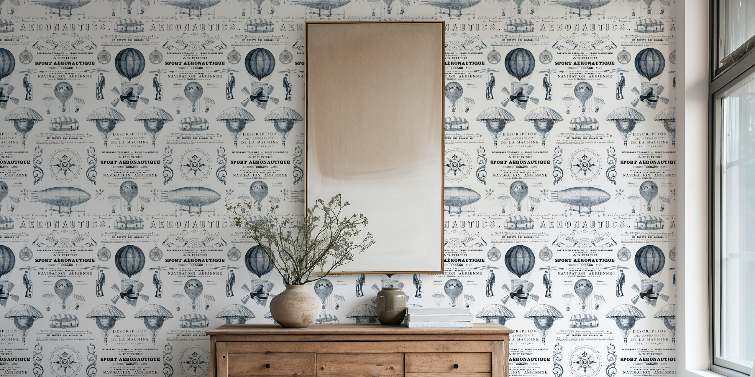 Vintage behang met hot air balloons design