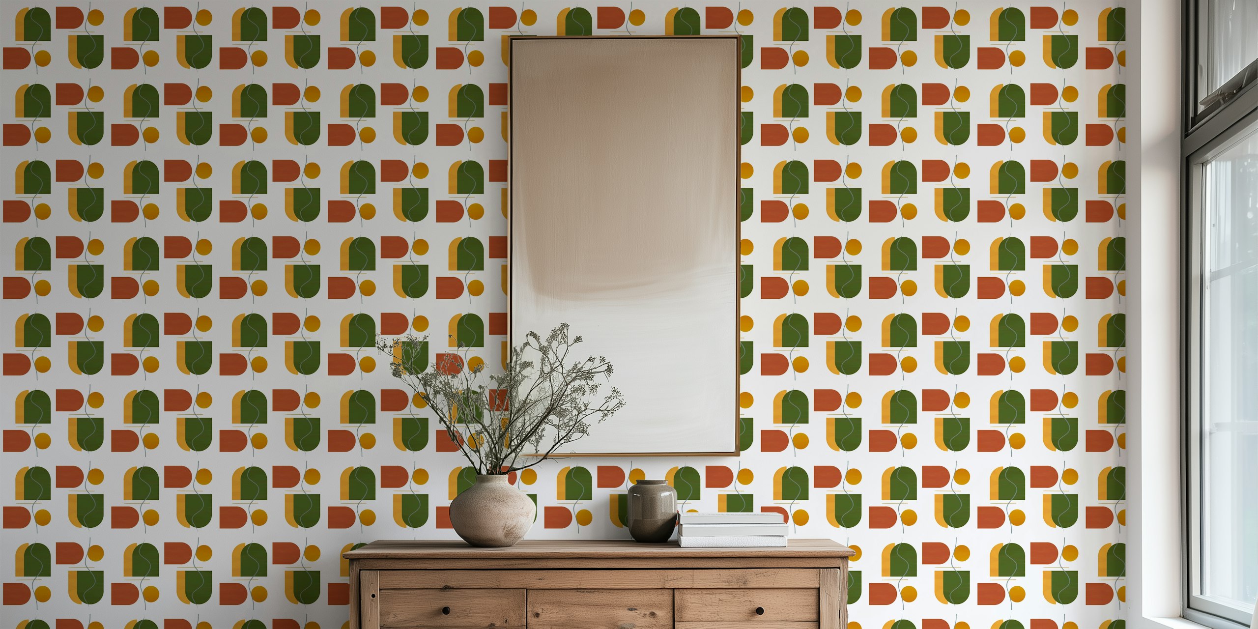 M-C Geo No 07 papel tapiz en una habitación elegante