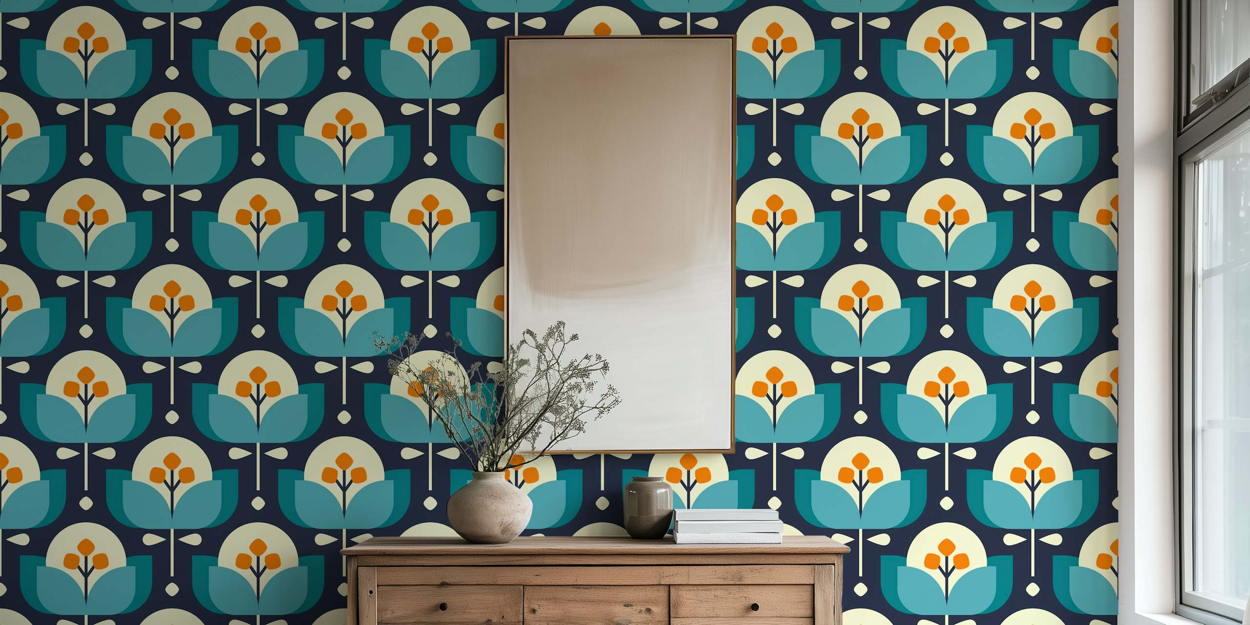 Skandinavisk geometrisk blomsterdesign