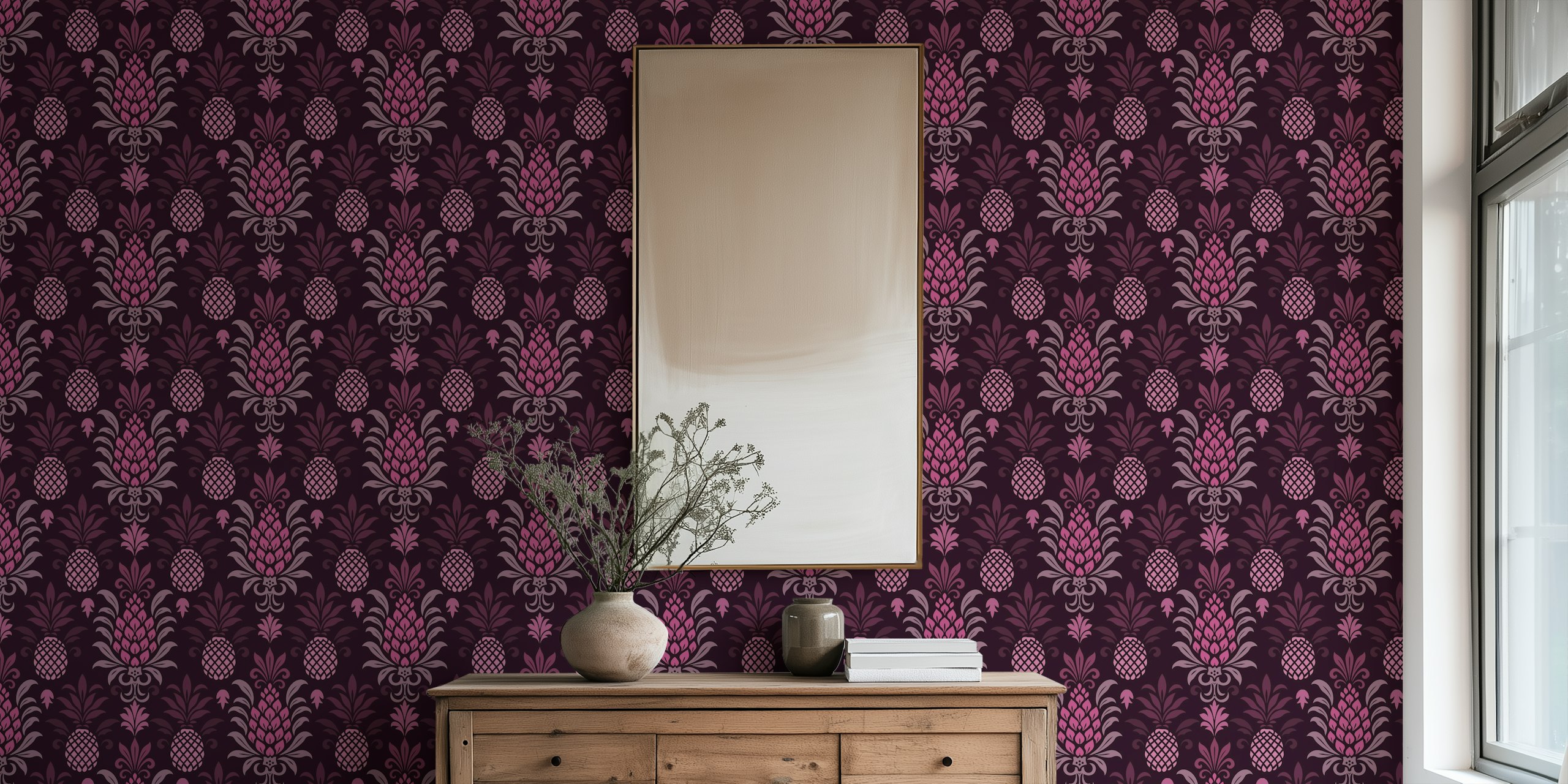 Modern pink and purple pineapple wallpaper