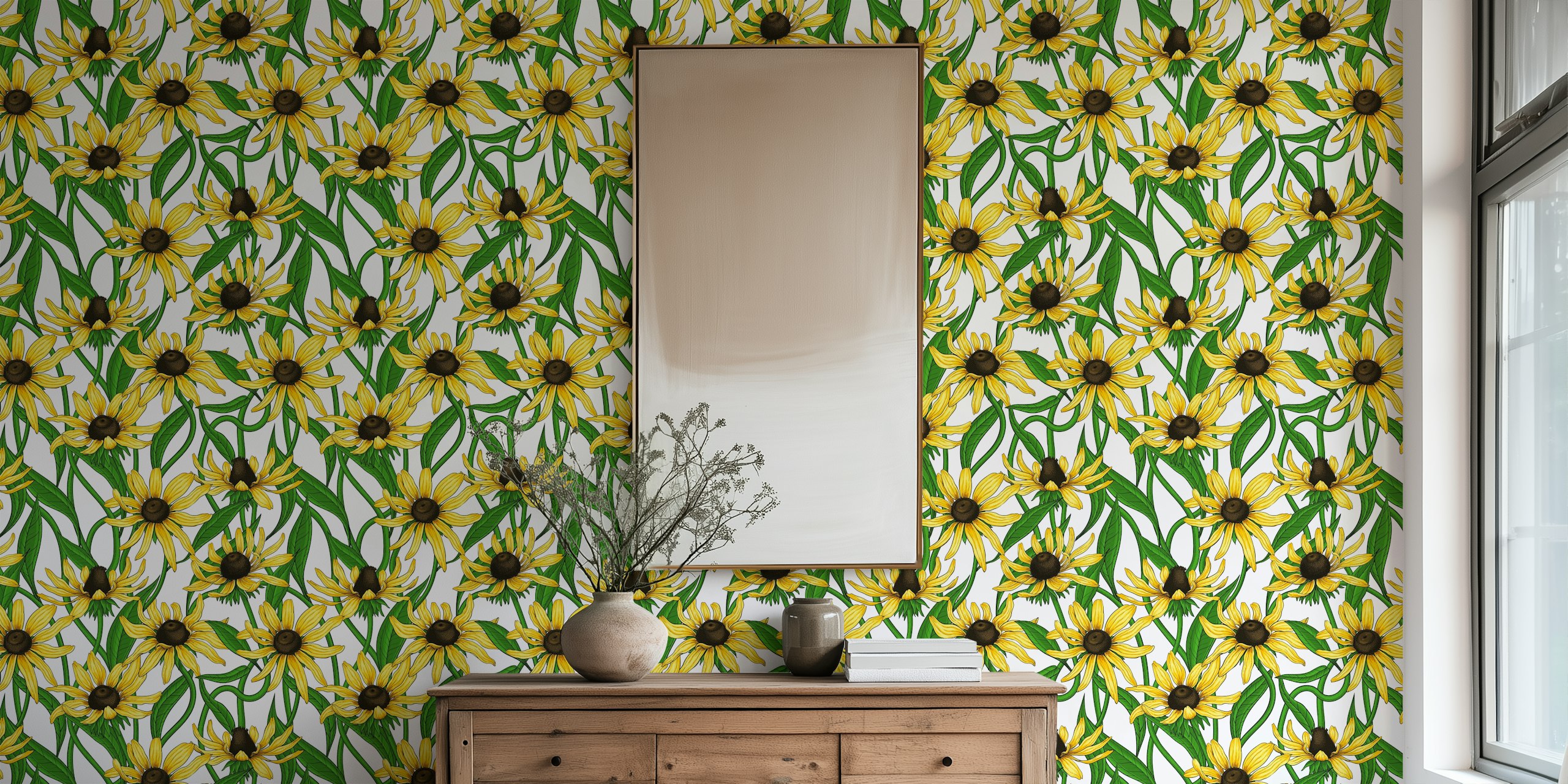 Design de papier peint de fleurs de Rudbeckie jaune