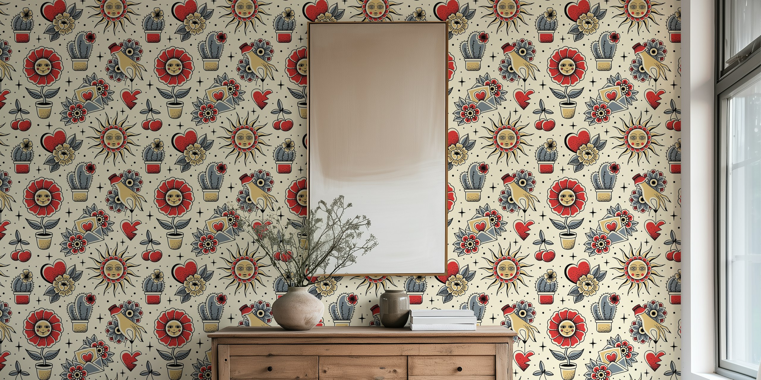 Traditional flash tattoo wallpaper design