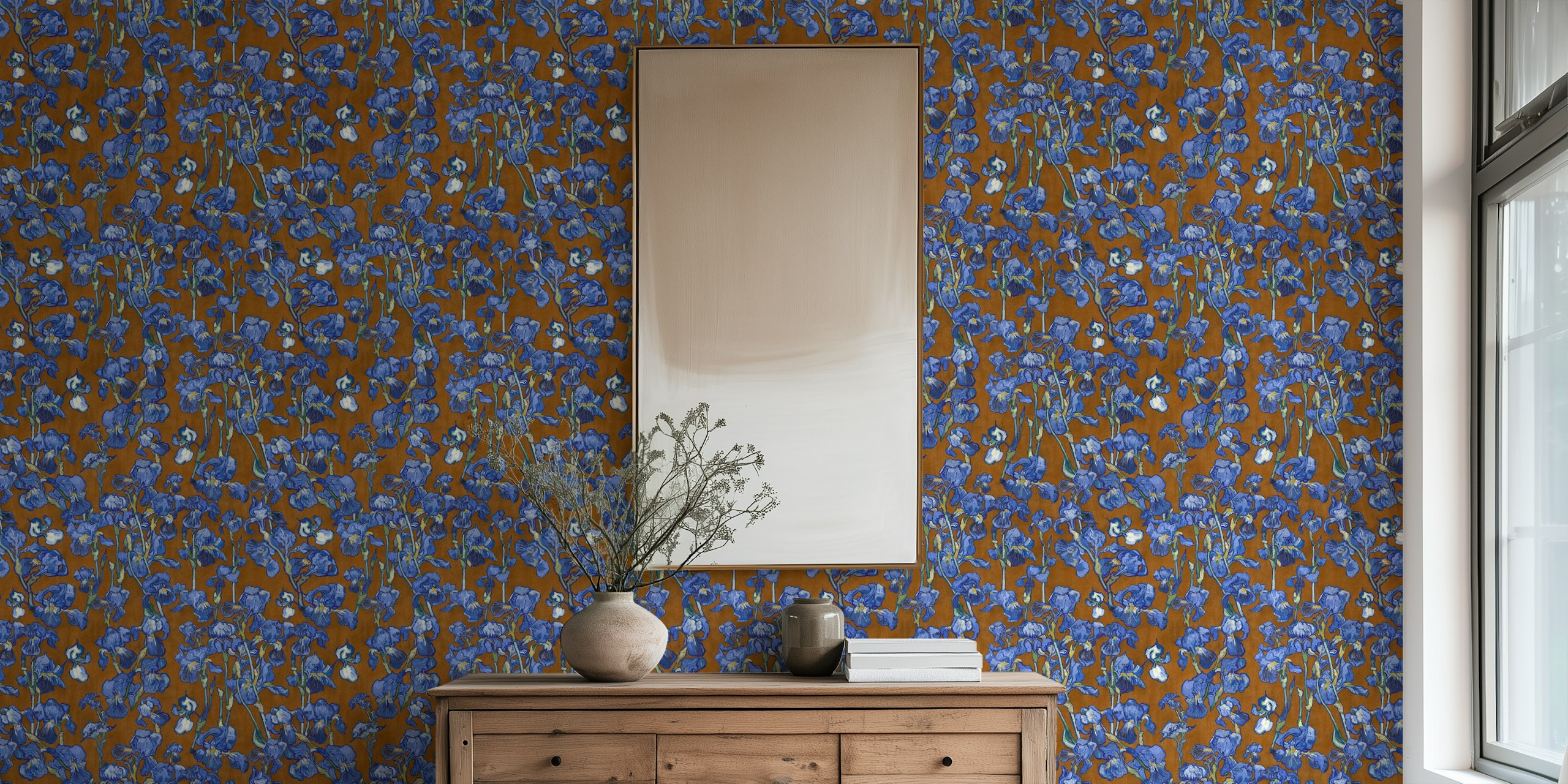 Tapeta Van Gogh Irises Pattern w pokoju