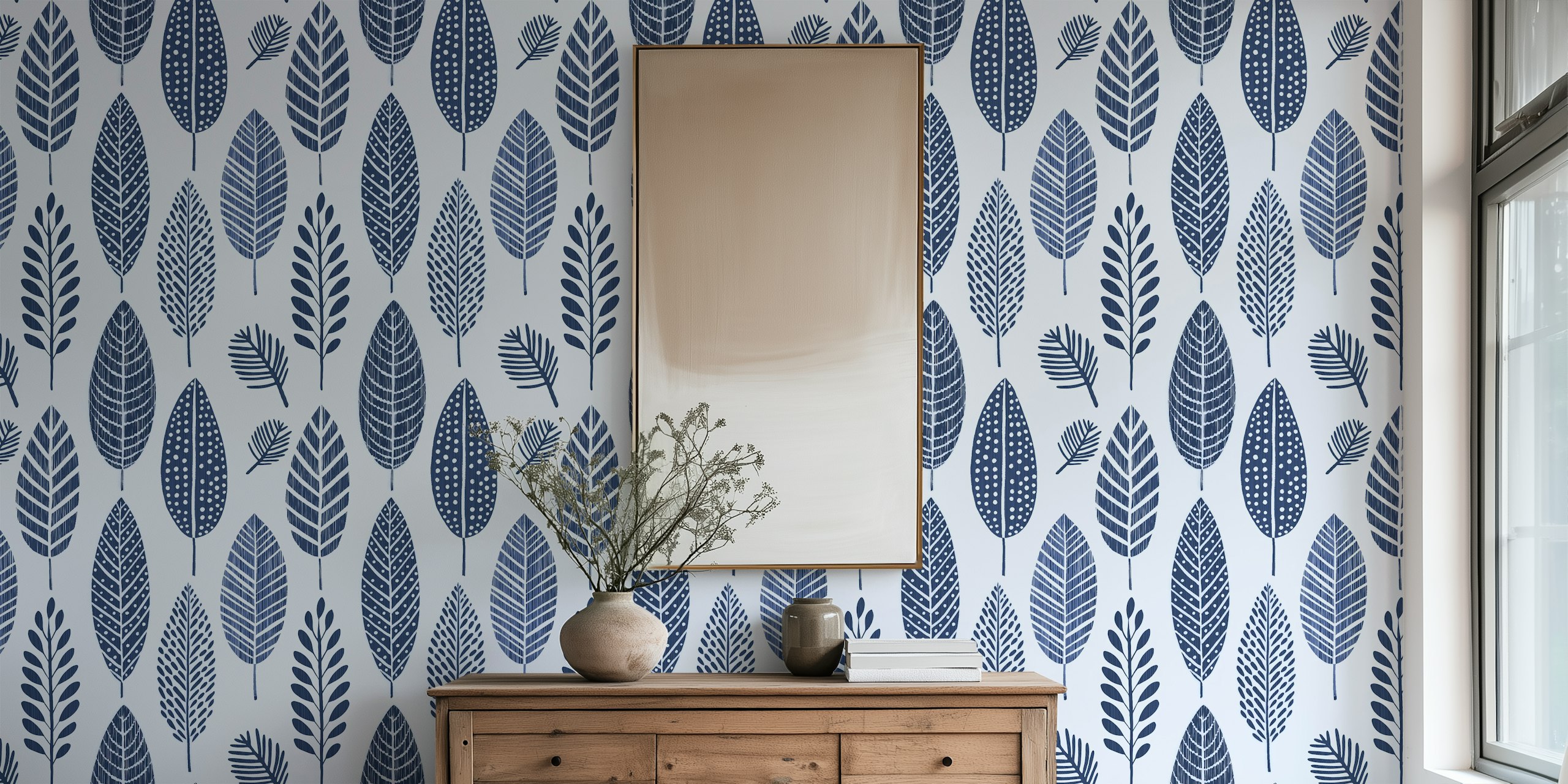 Charming ambiente de otoño papel pintado de hojas en una habitación