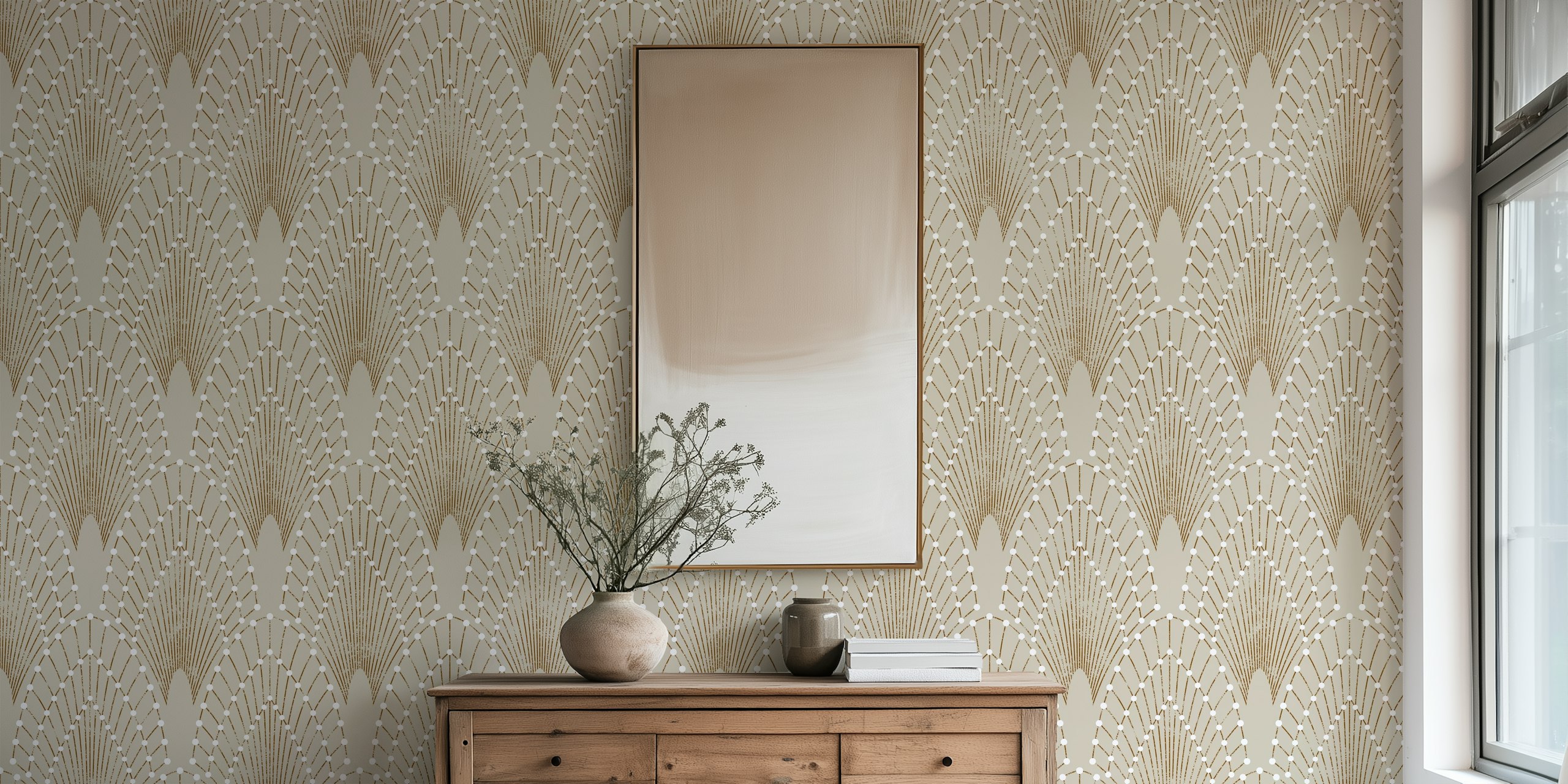 Art Deco Glam beige wallpaper in a room