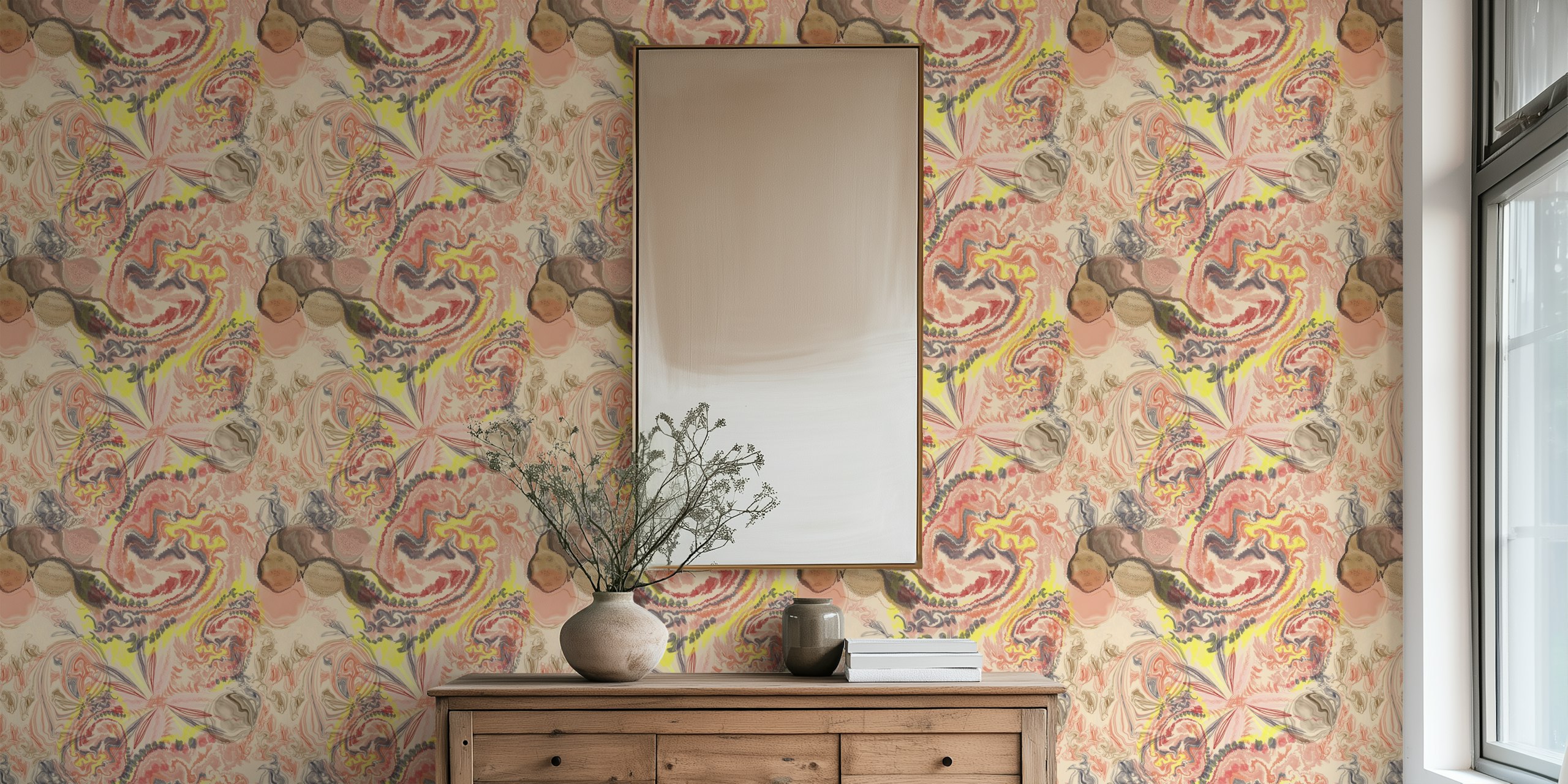Swirling earth tones with marble patterns wallpaper
