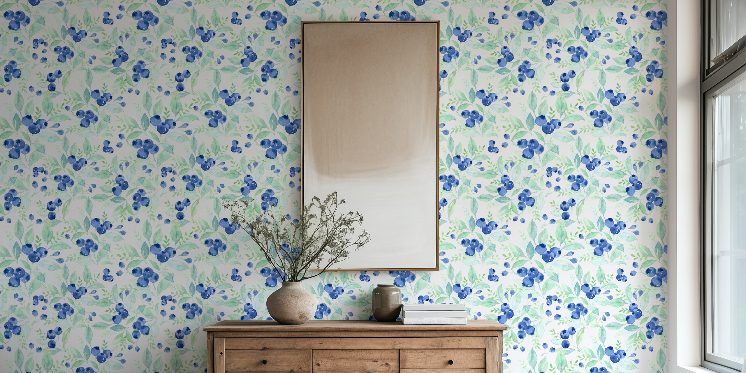 Midsummer Blueberries Forest behang in een kamer