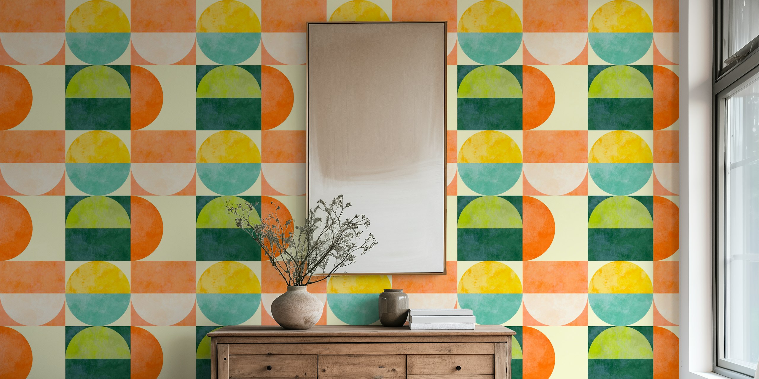Colorful checkers tapet i et rom