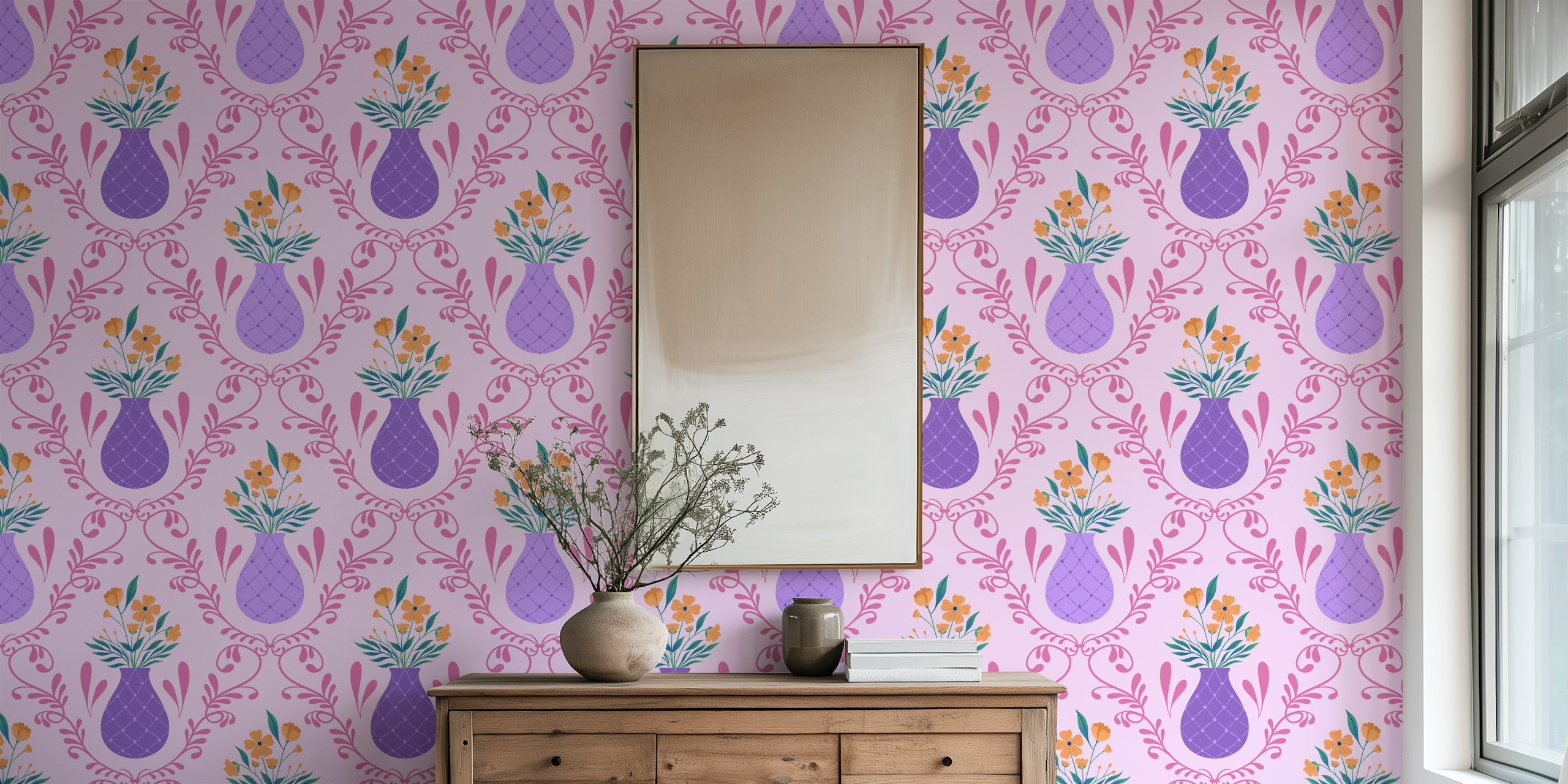 Franse Country Floral behang in een kamer