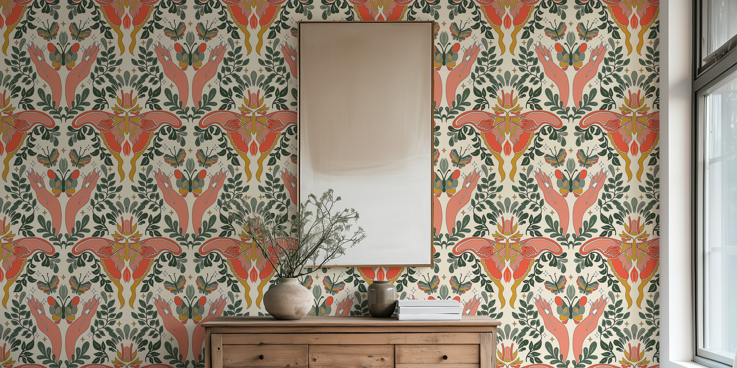 Papel pintado Moth garden en una habitación acogedora