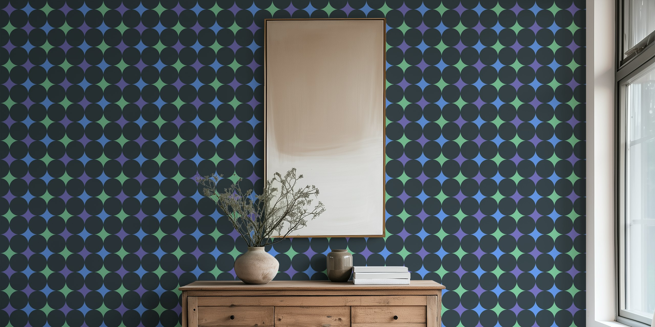 Happy retro diamonds wallpaper design
