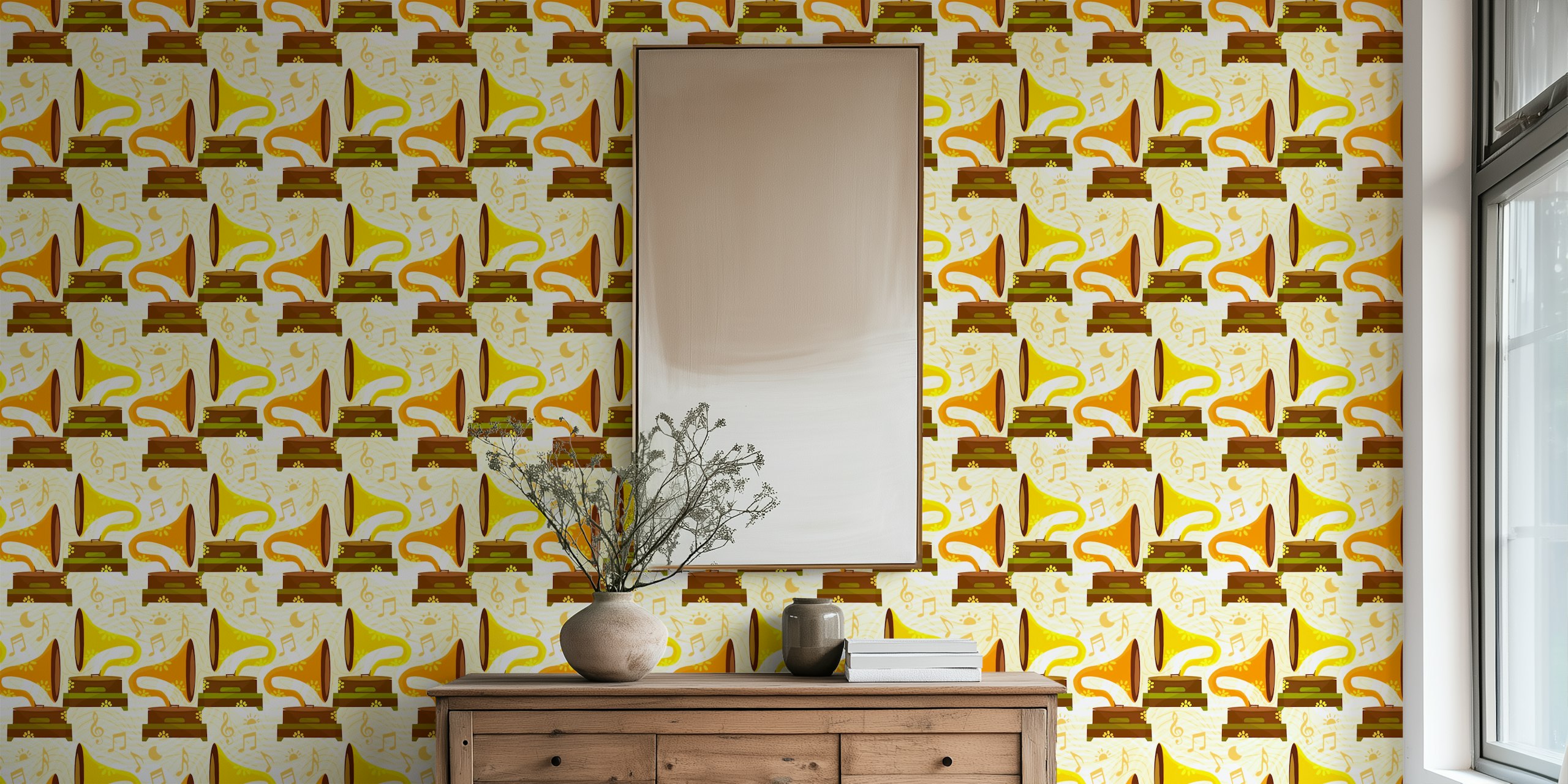 Papel de parede Vintage music player em um quarto