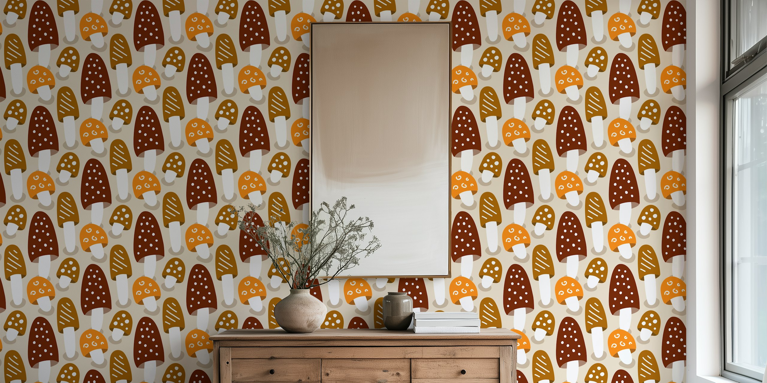Tapeta Playful mushrooms w pokoju
