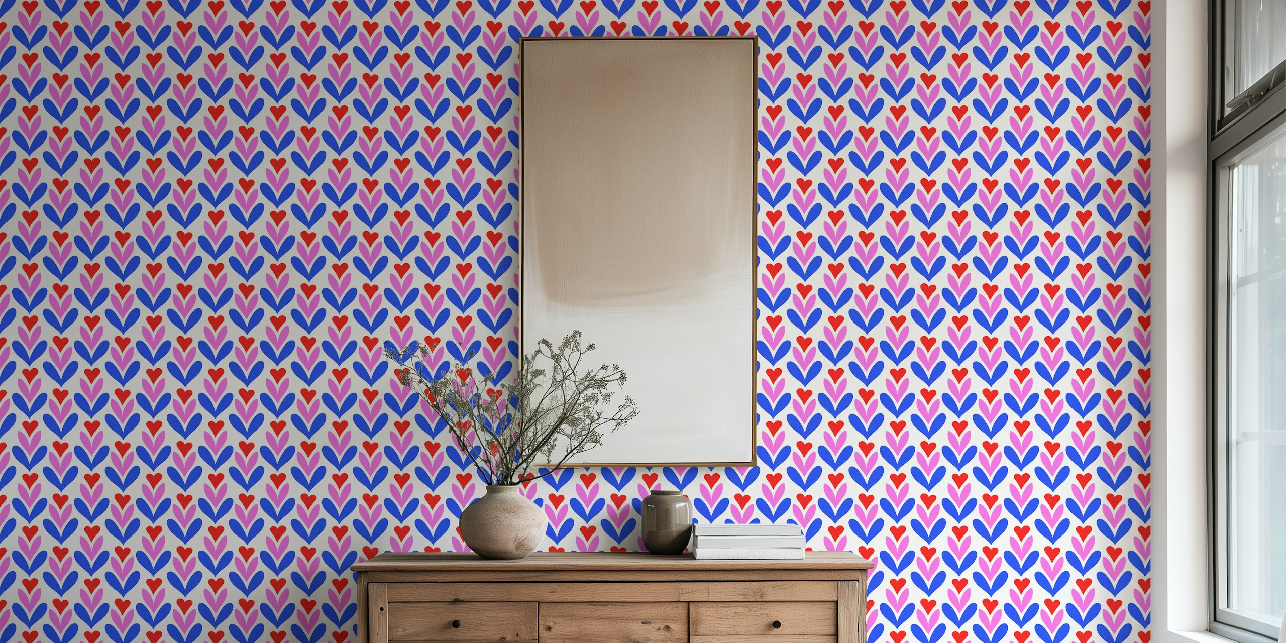 Papier peint Flourishing Hearts dans une pièce