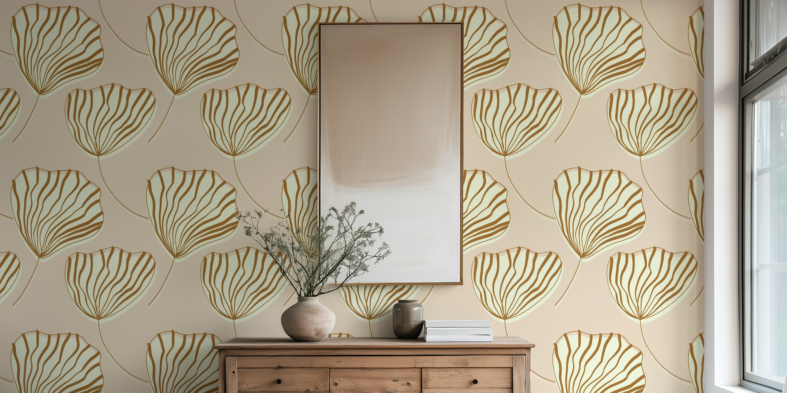 Seashell Flower tapetdesign i et rum