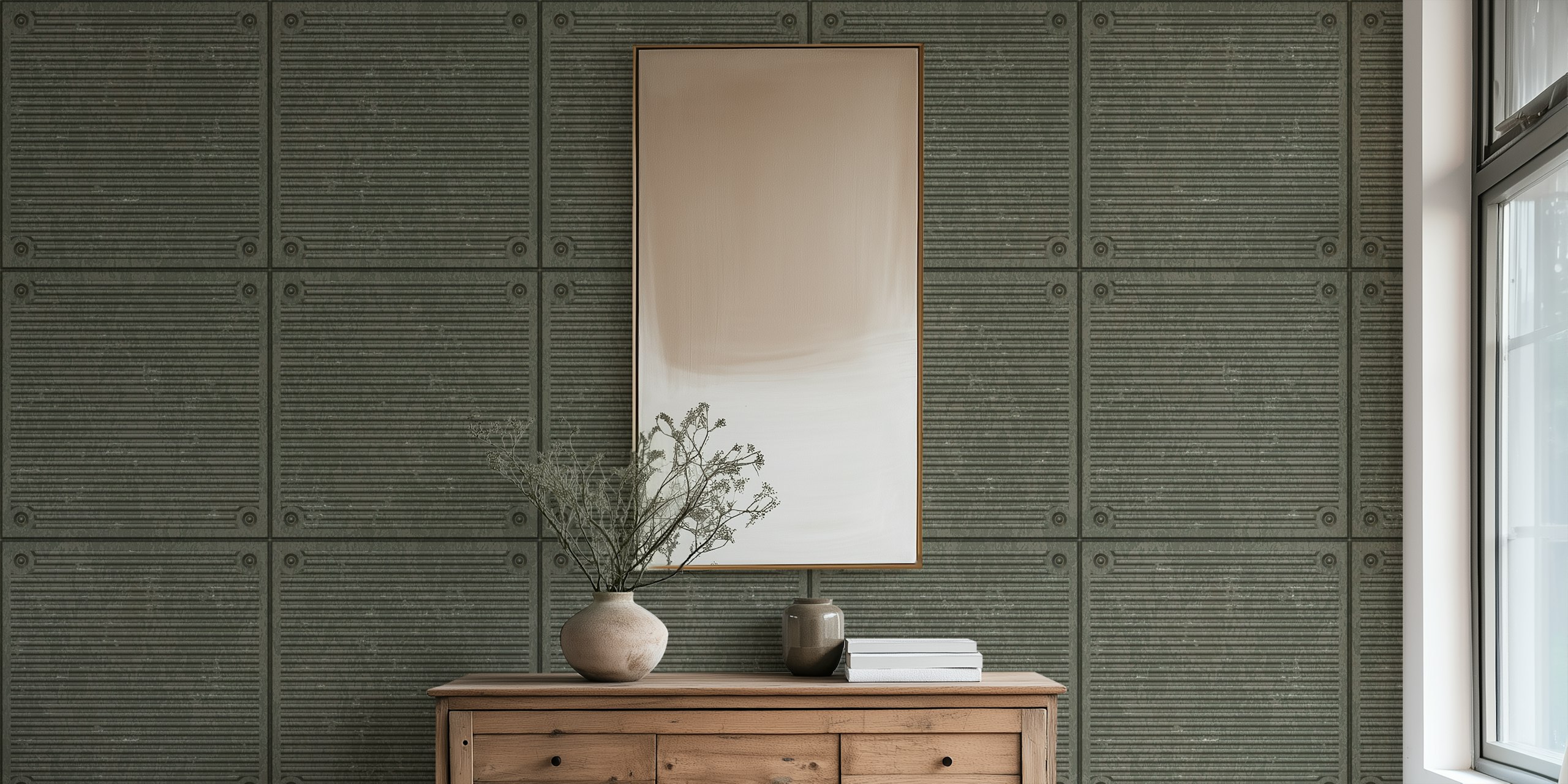 Design della carta da parati Urban Grit Fusion Floor Metal Plate