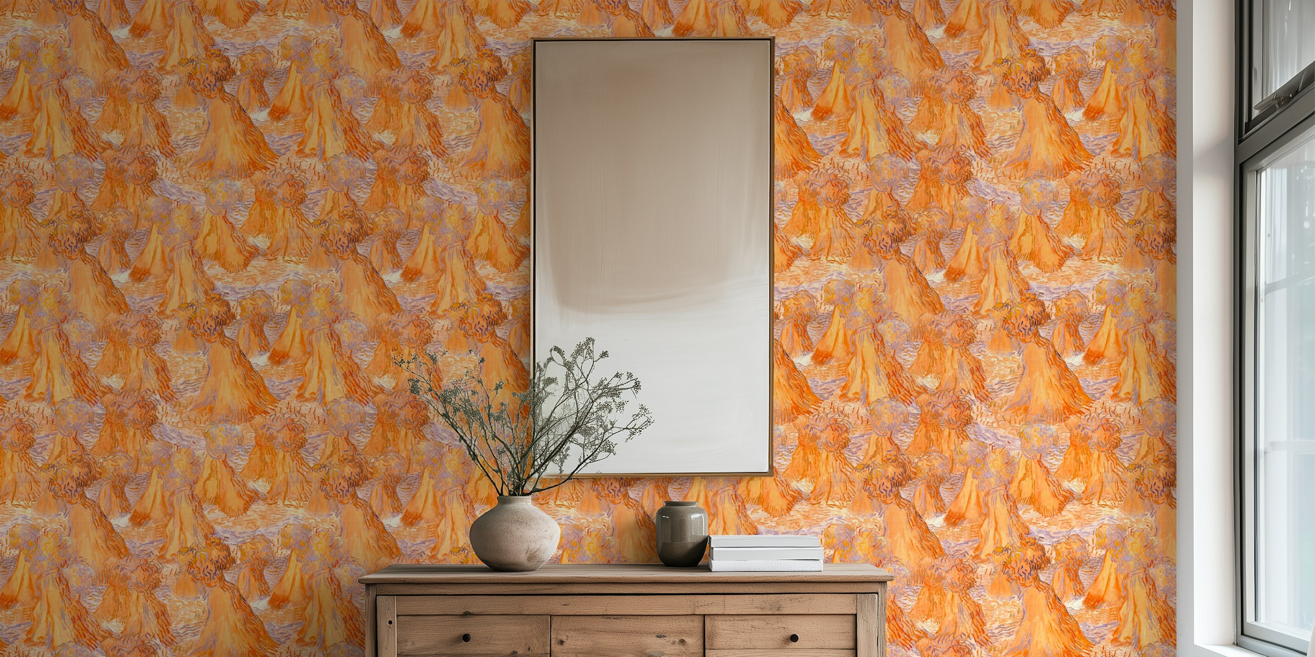 Vincent van Gogh’s Sheaves of Wheat orange wall mural