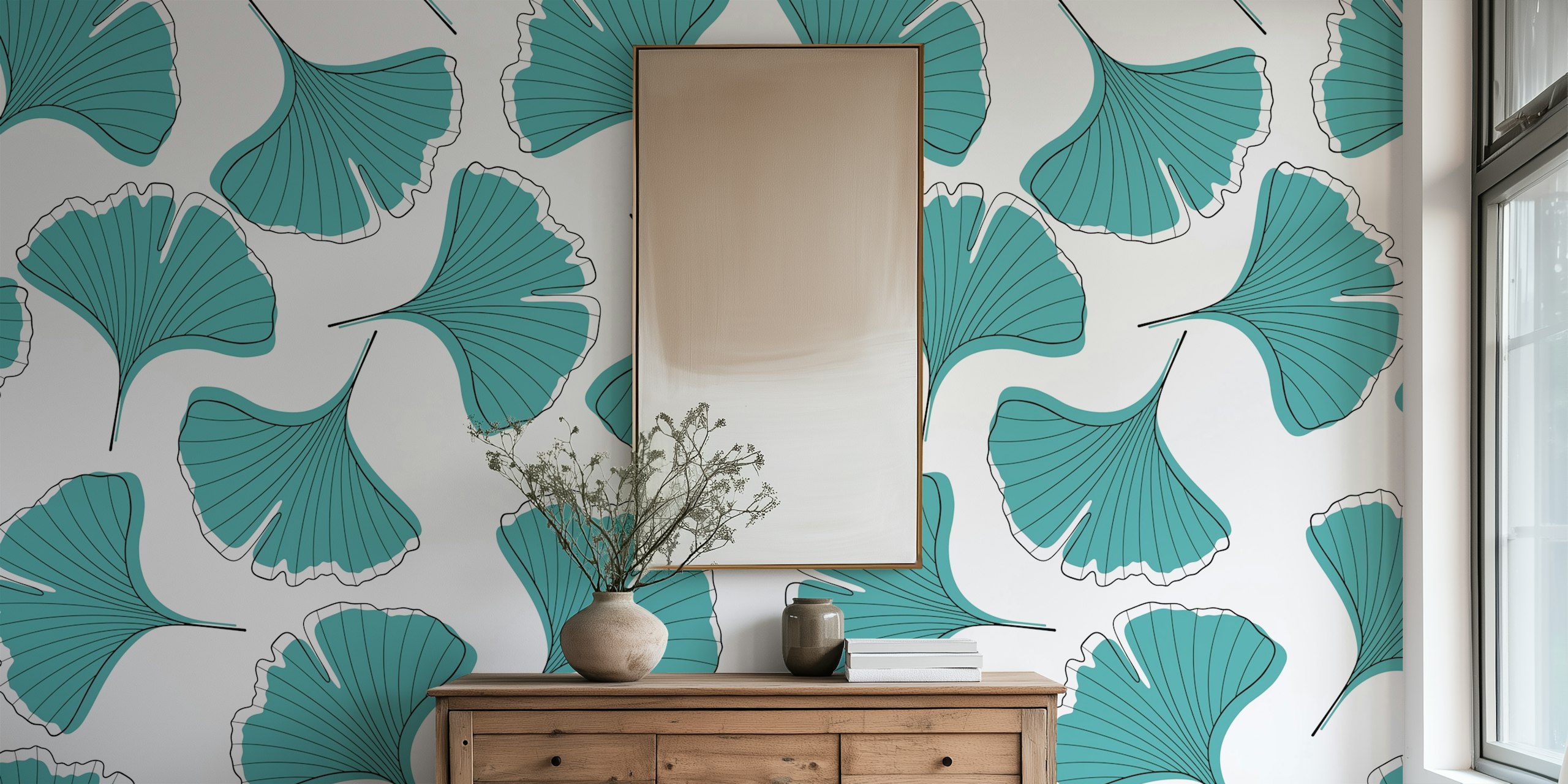 Ginkgo Biloba leaves wallpaper pattern
