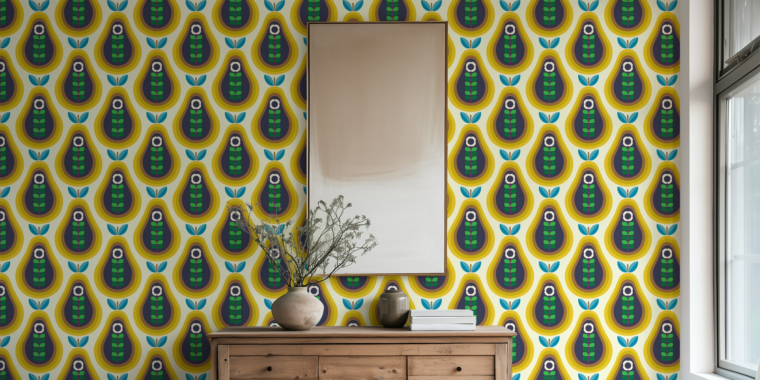 Stylized pear patterns wall mural from happywall.com