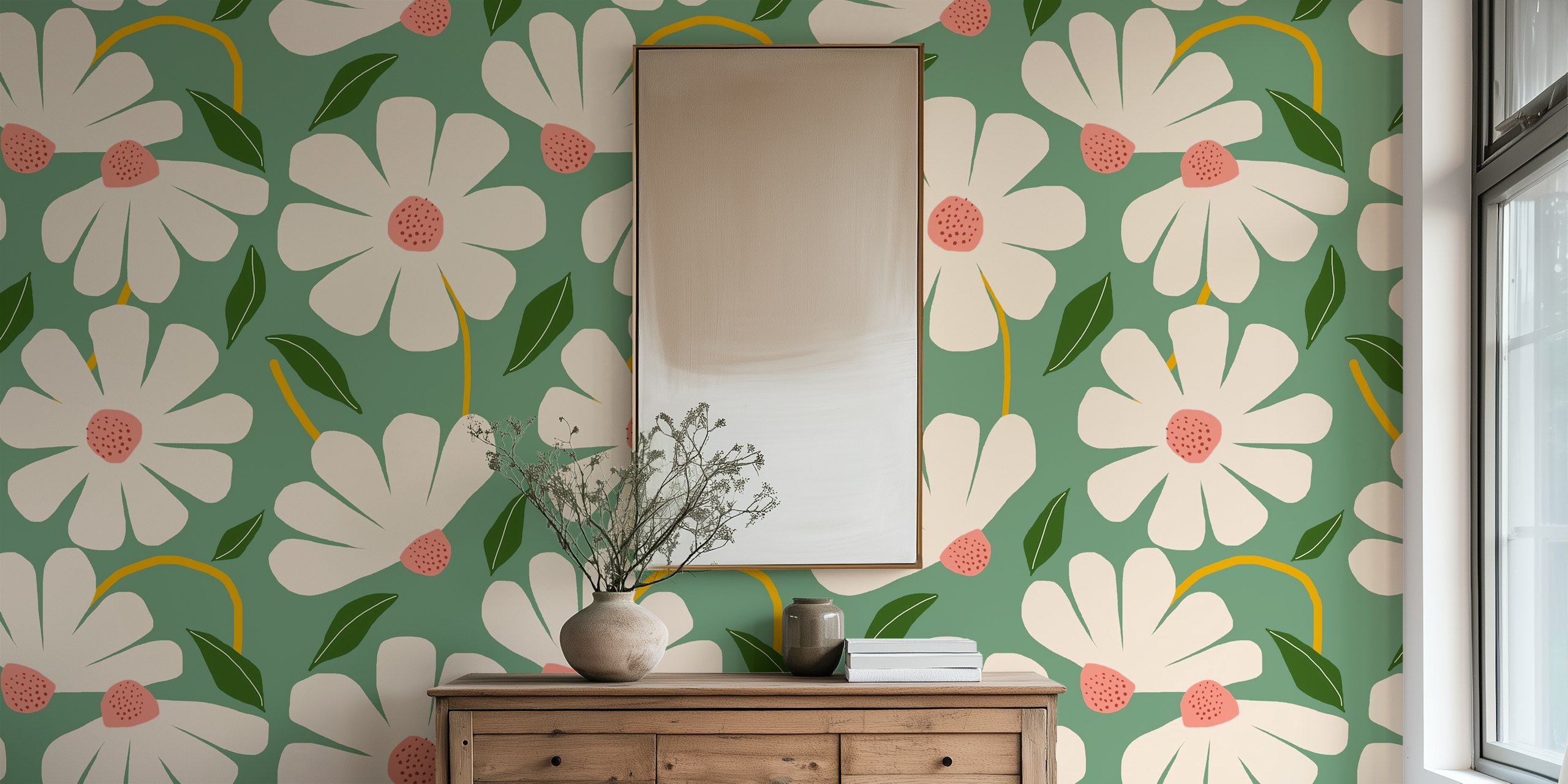 Wild Daisies pattern tapet i et rom