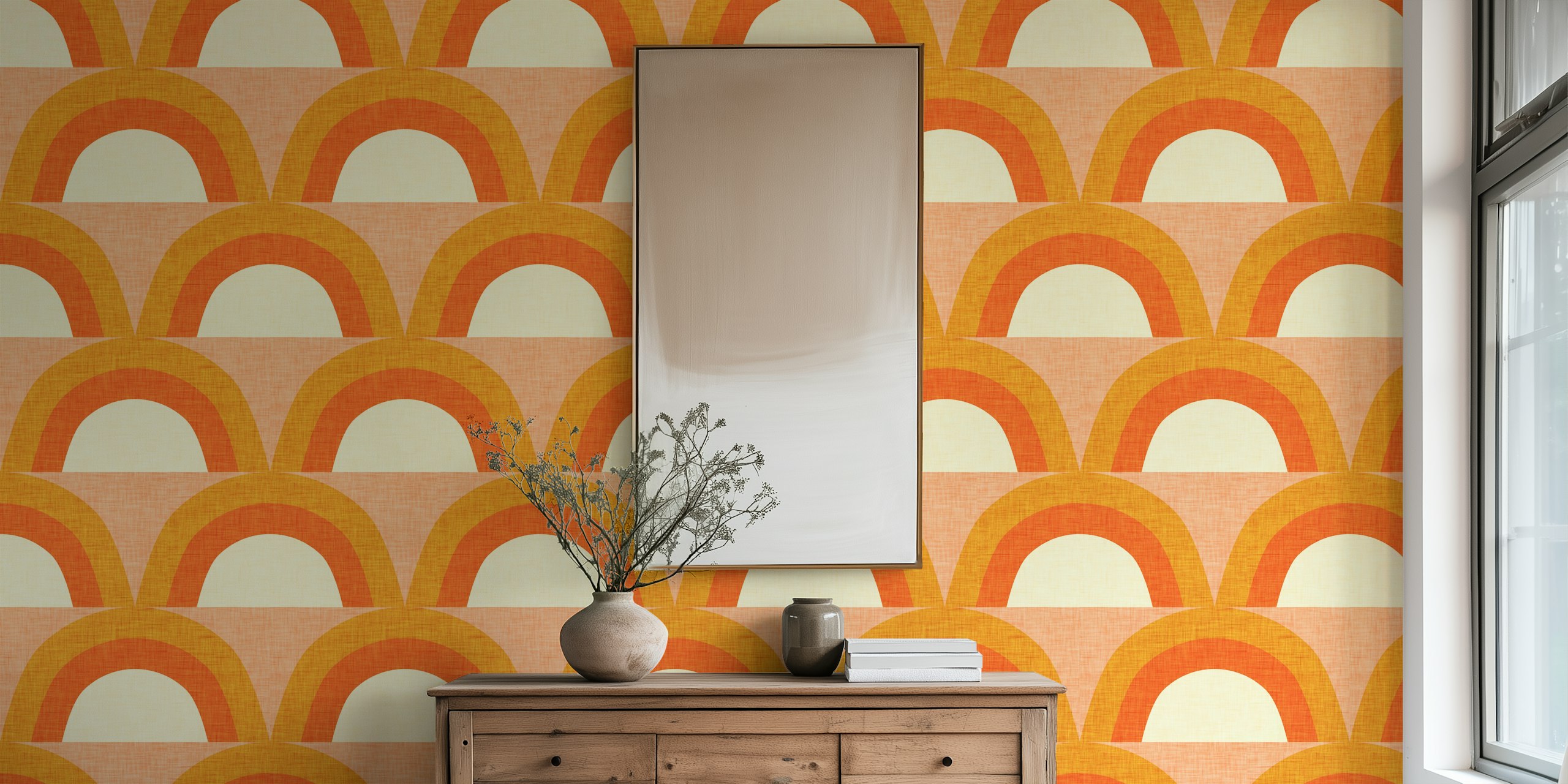 Papel de parede arco-íris de meio século em um quarto