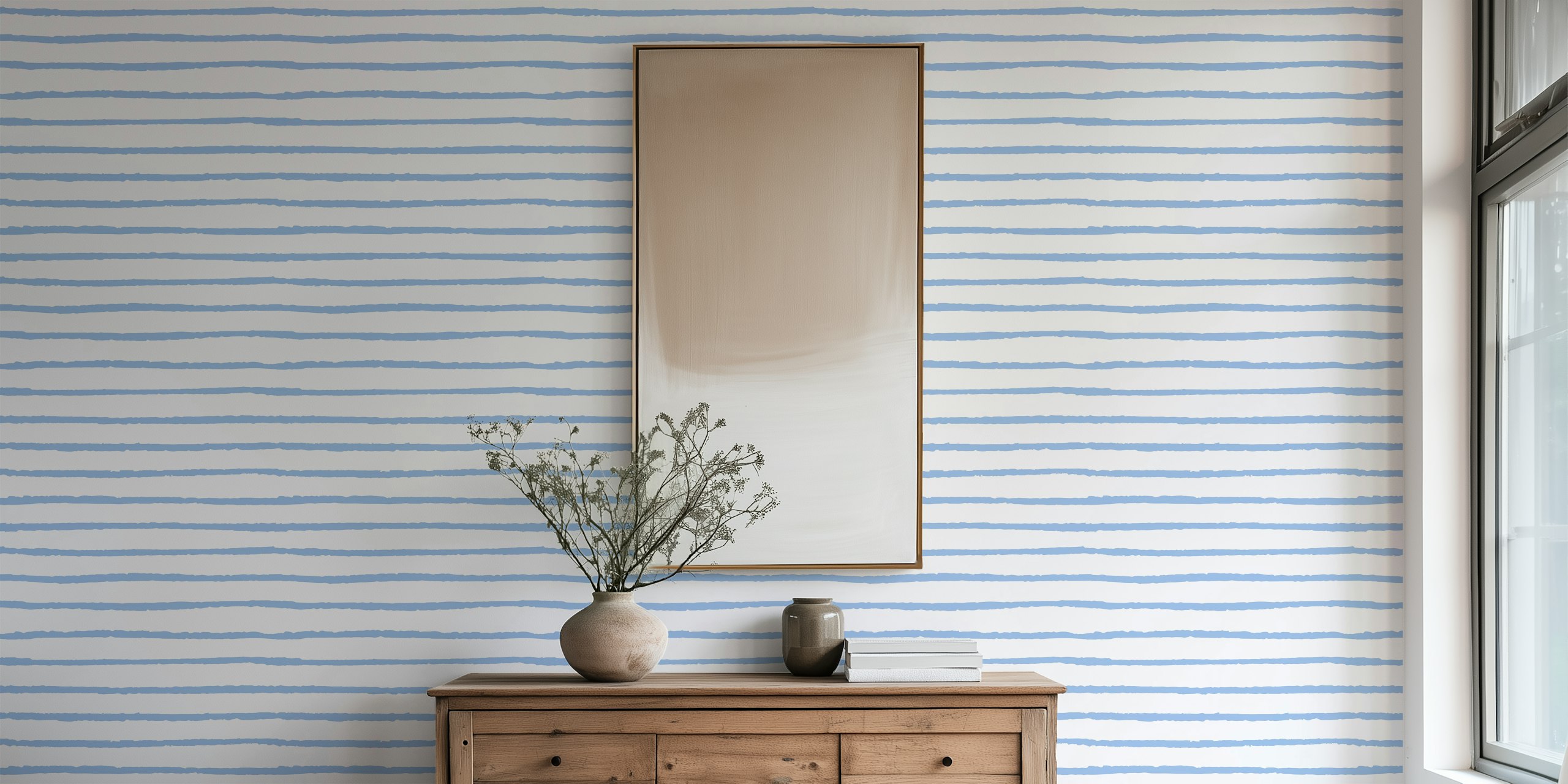 Abstract blue stripes on white background wall mural