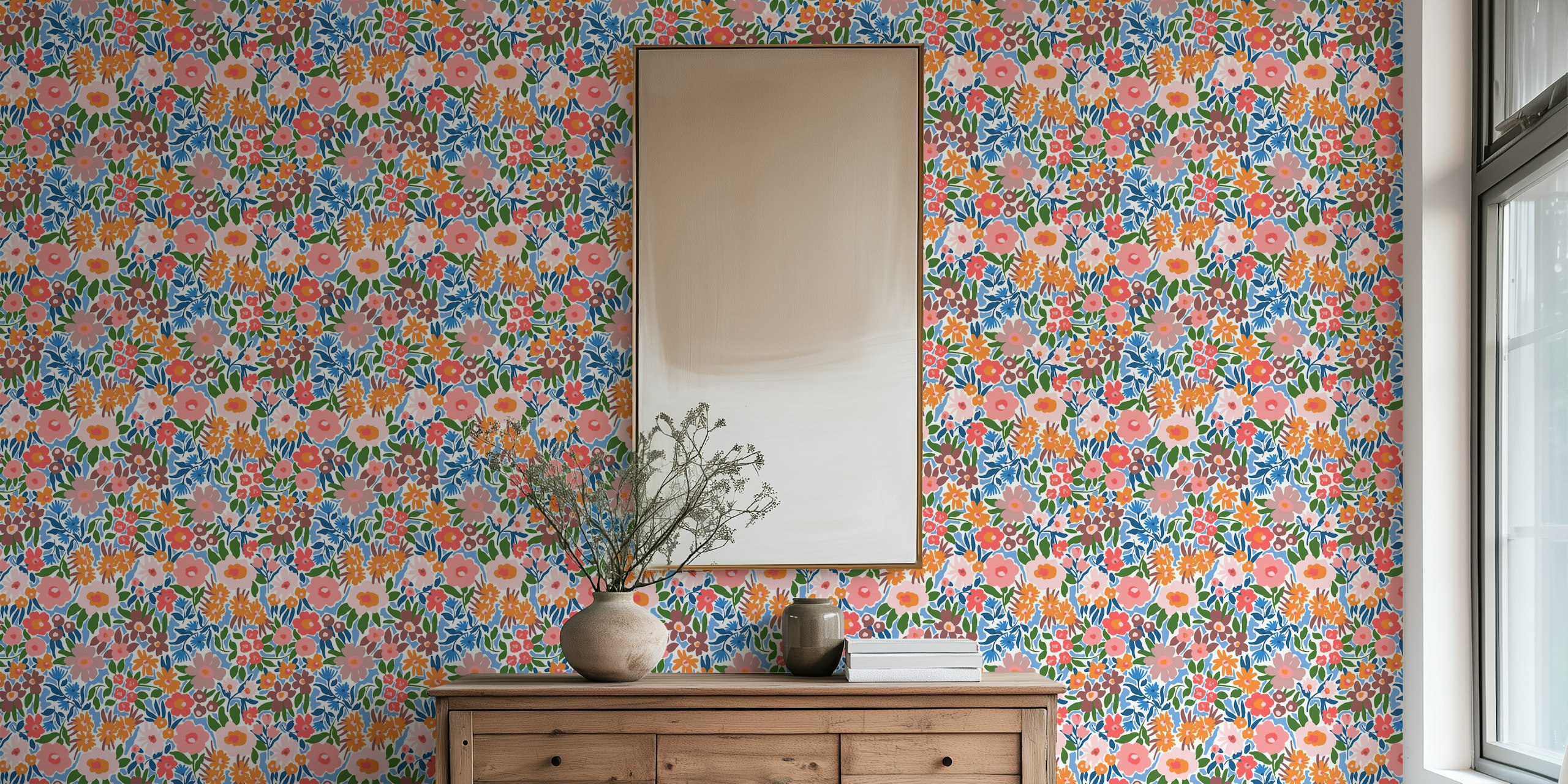 Jeanne Floral behang in een interieursetting.