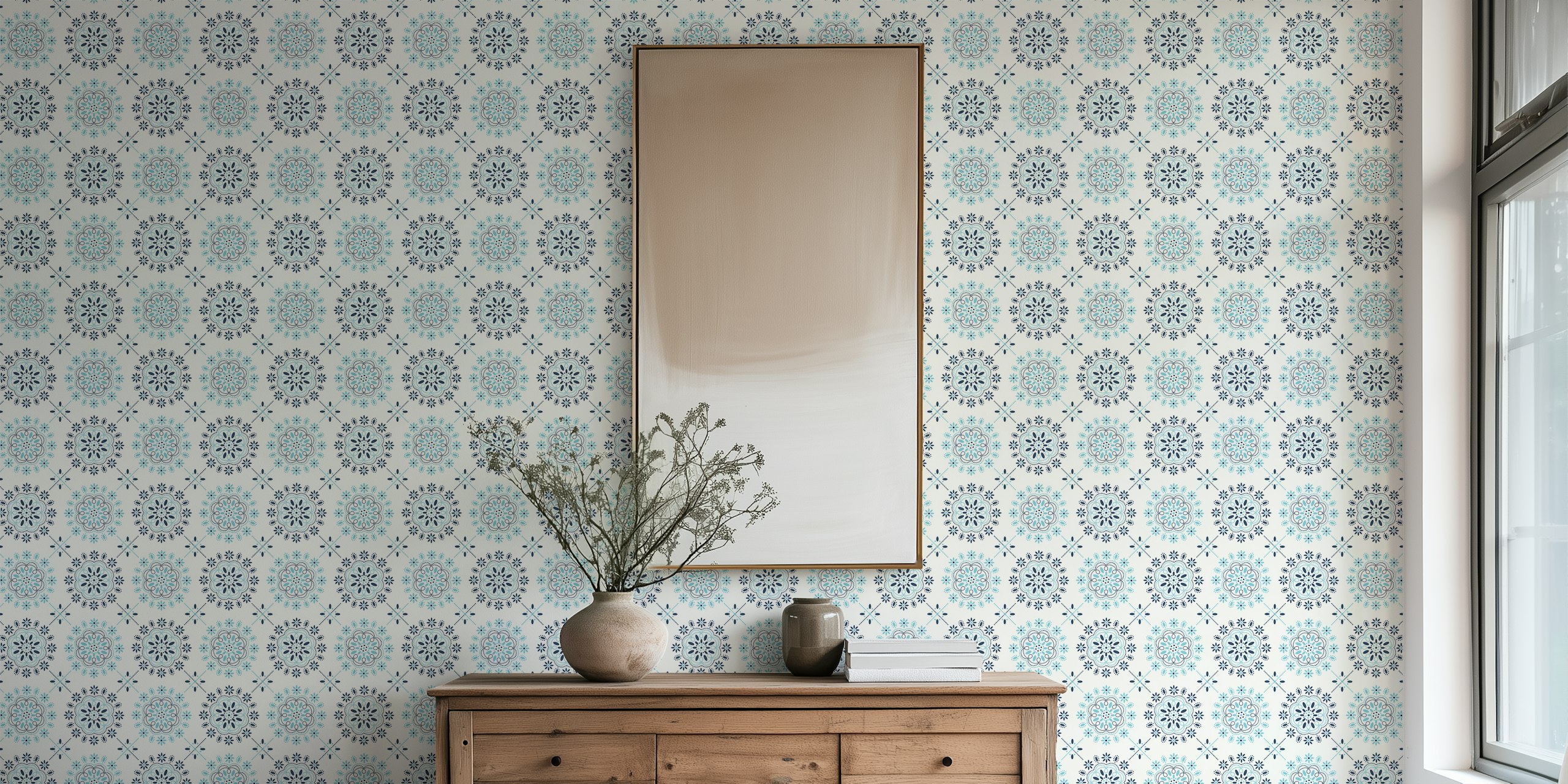 Design della carta da parati Blue and white kitchen tile