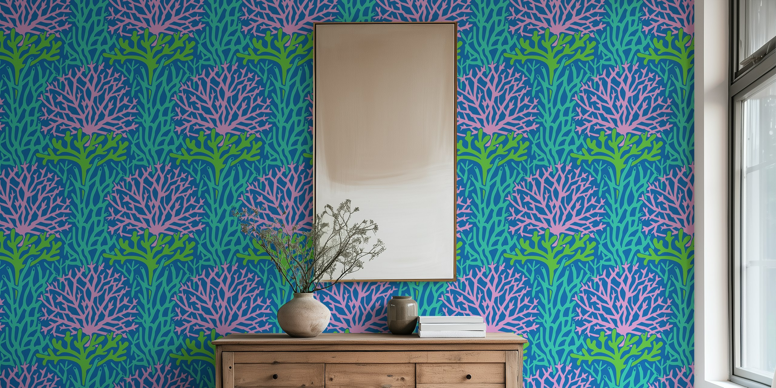 Coral Gardens wallpaper in a room