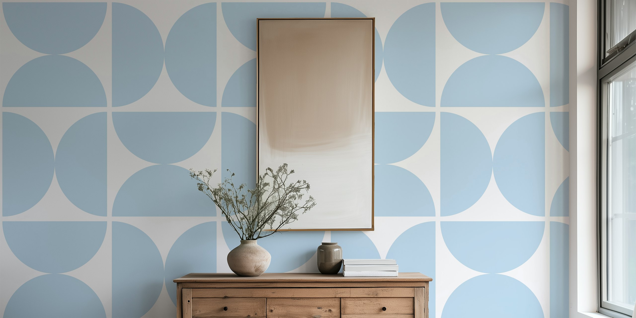 Semicircles - Air Blue and White tapeta u sobi