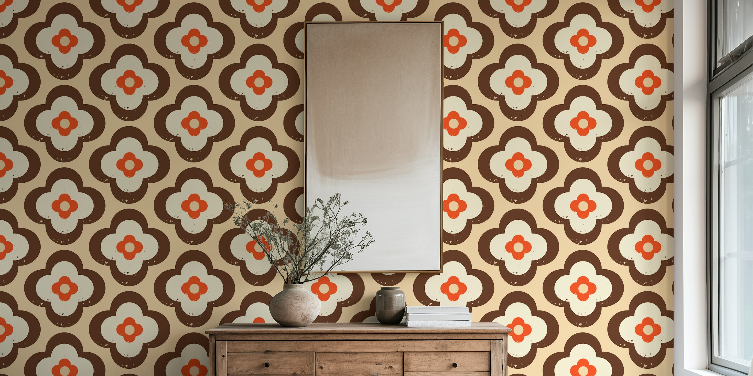 Design de papier peint floral dans une pièce