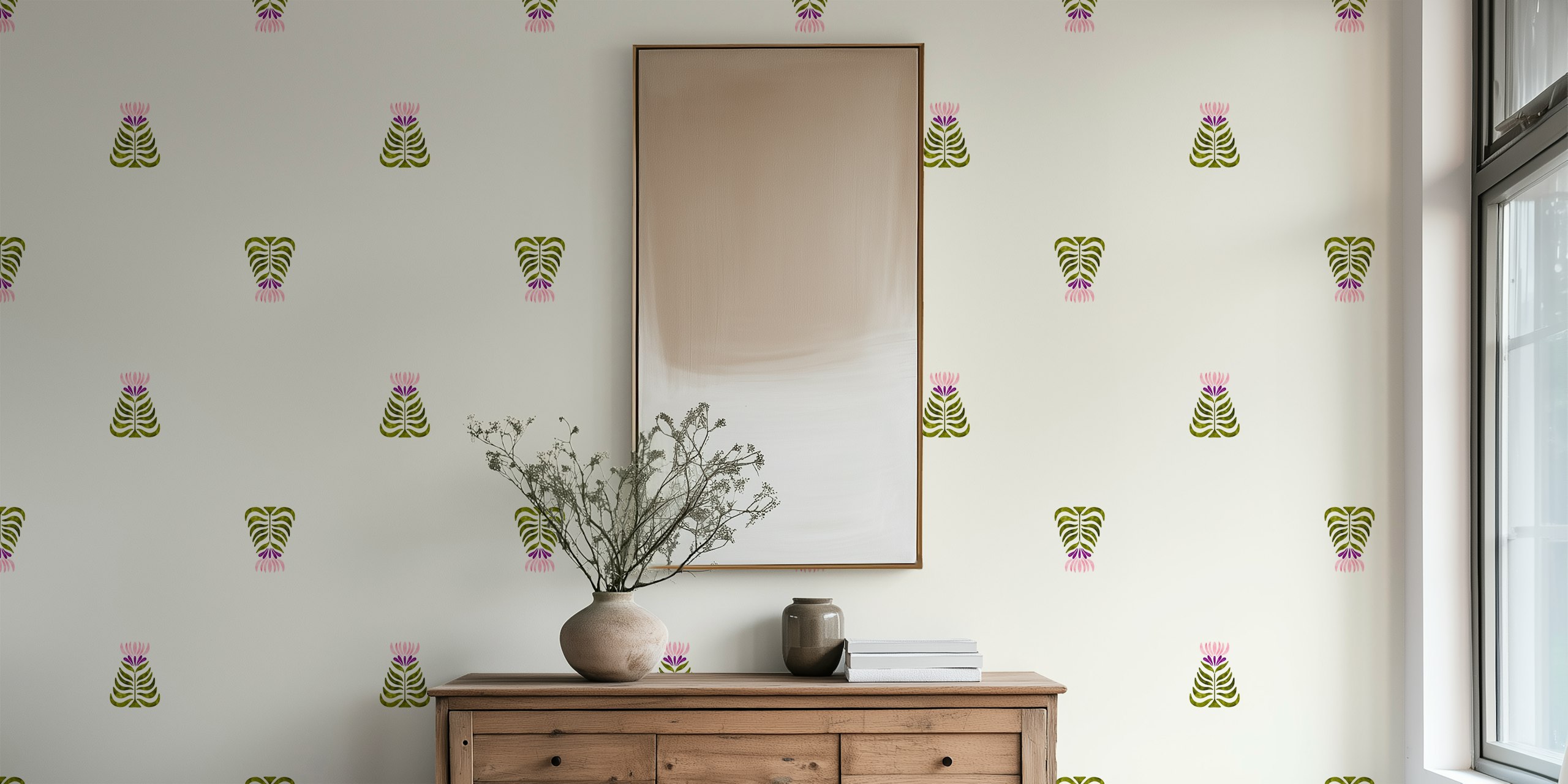 Traditional Indian block floral pattern wall mural