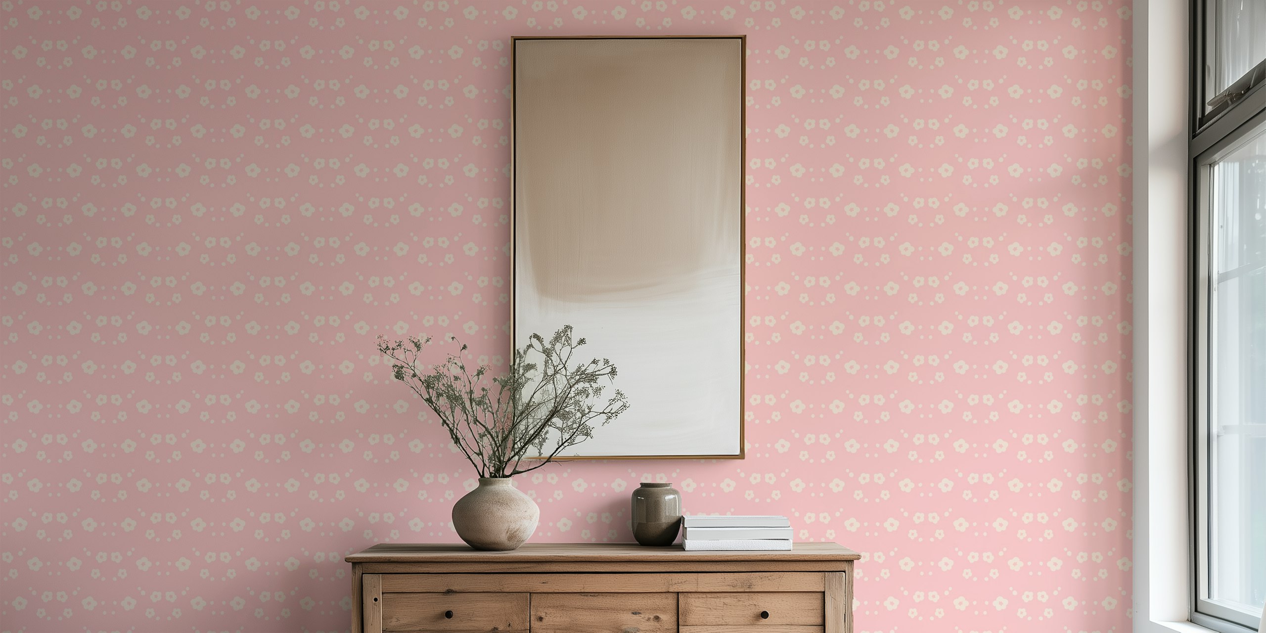 Ballet of Blooms lys pink tapet i et rum