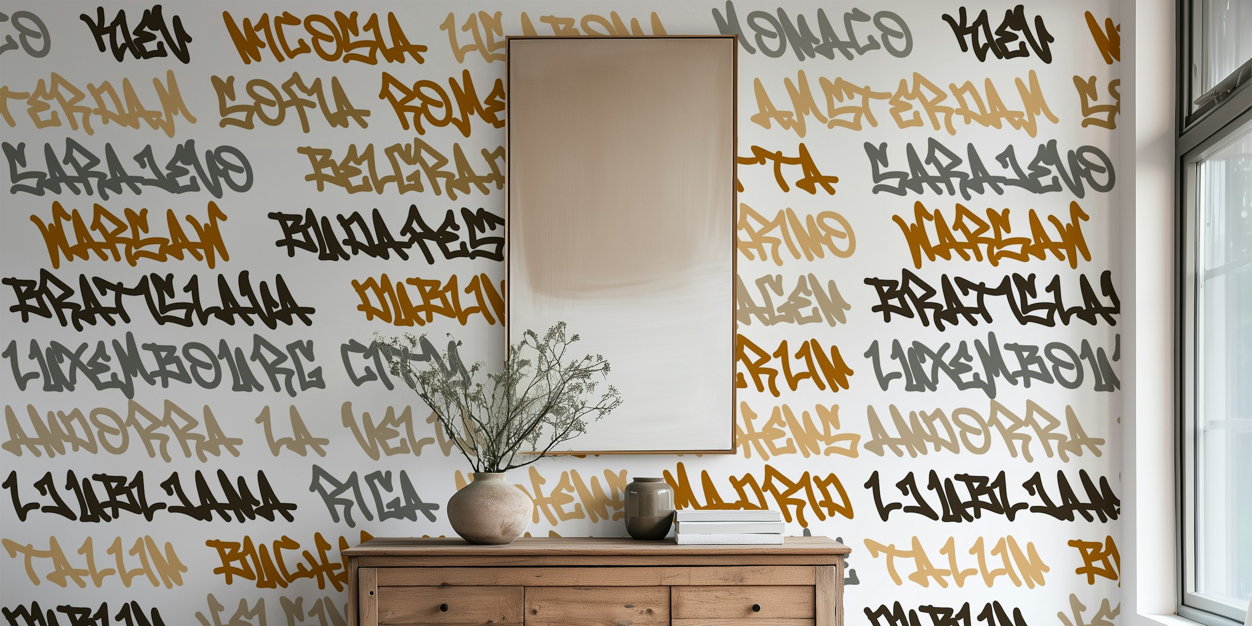City names in various fonts and colors on a white background wallpaper