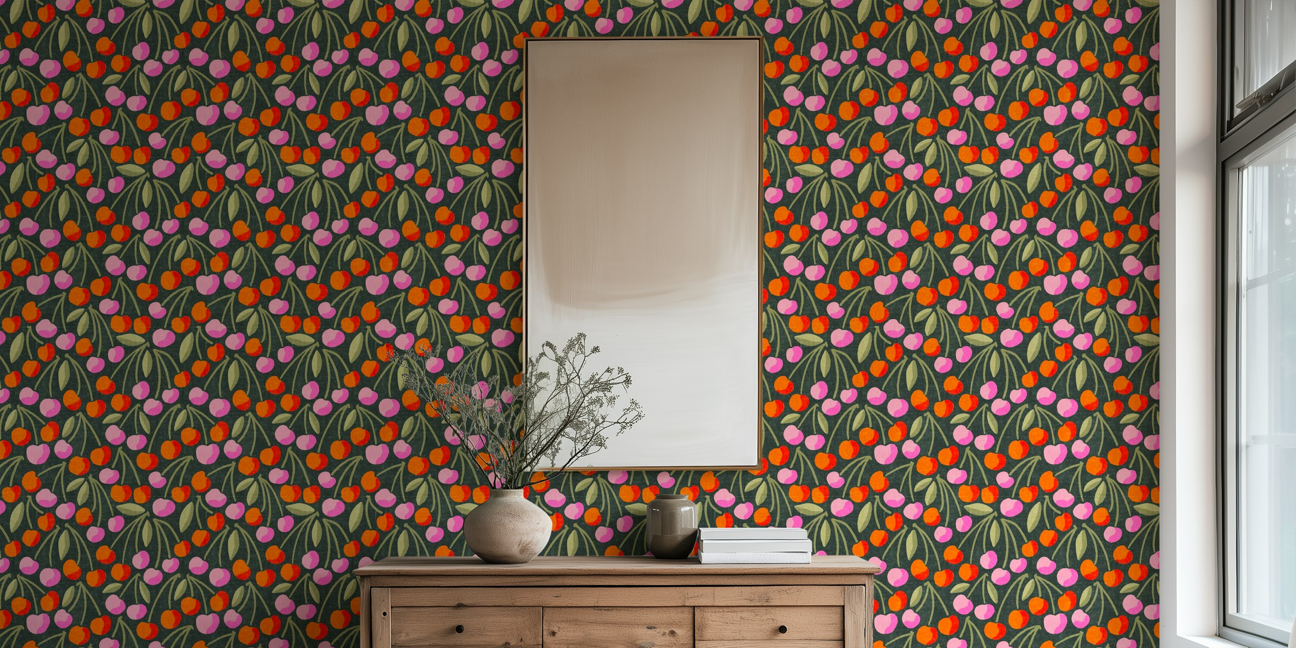 Bing navy wallpaper in a modern interior