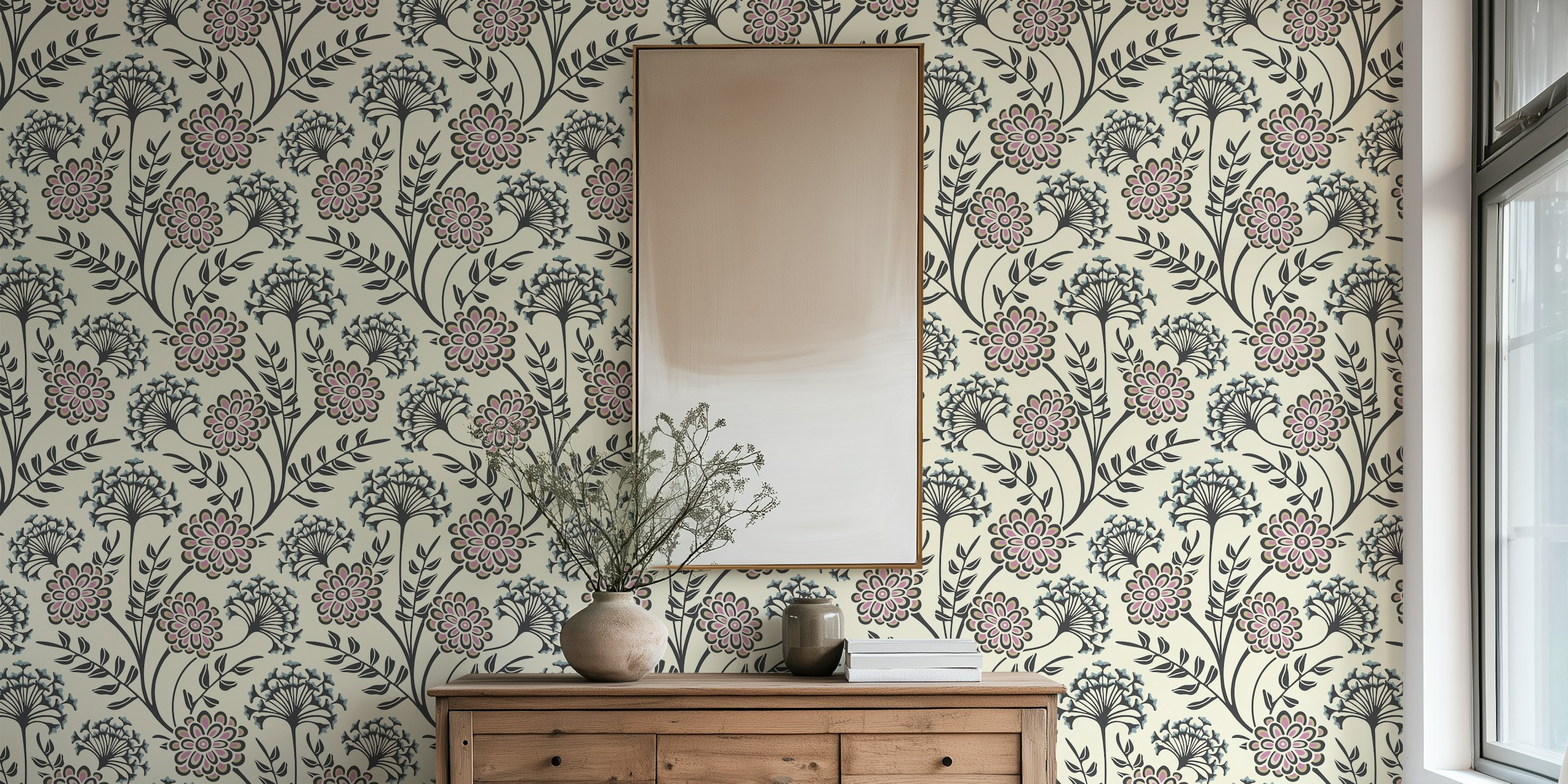 Danube Cottage Floral Papel Tapiz En Configuración De Habitación