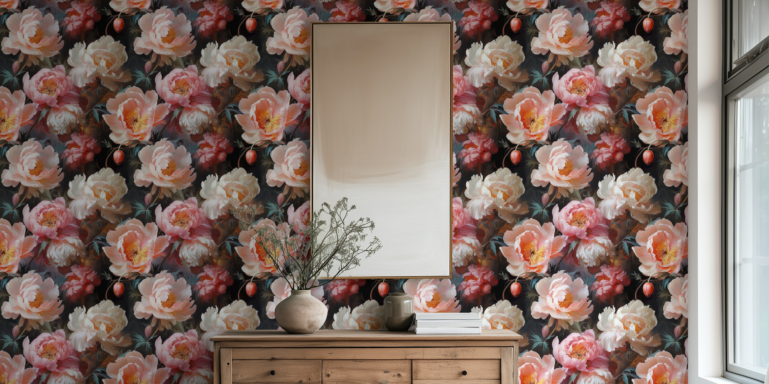 Pink Petal Paradise Wallpaper in a room