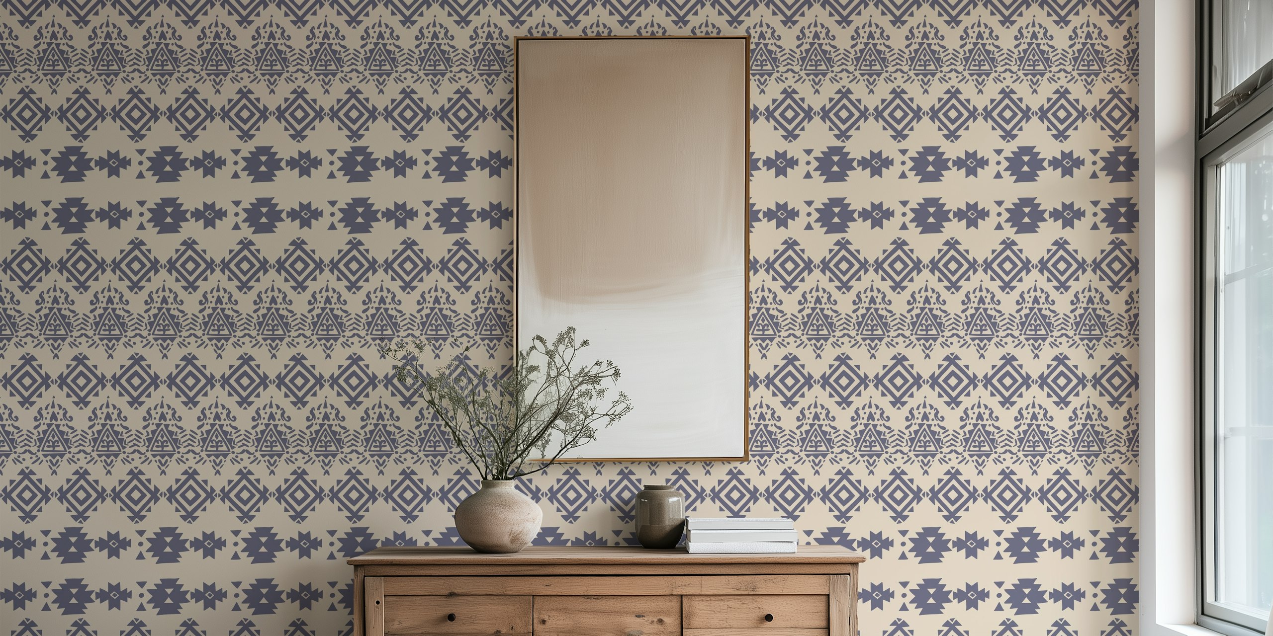 Papel de parede geométrico elegante com Western pattern_001