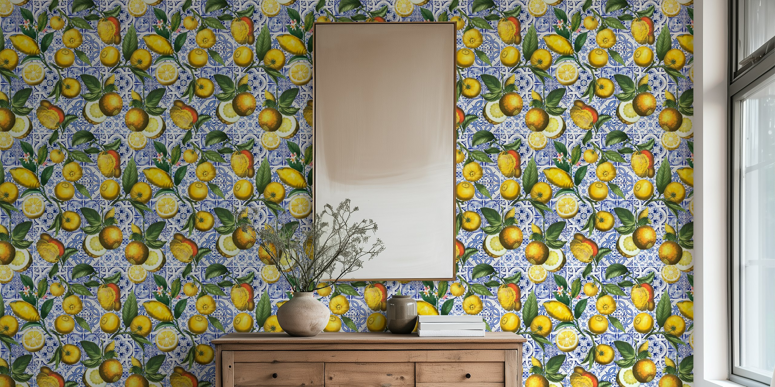 Lemon Fruits And Tiles tapet i ett rum