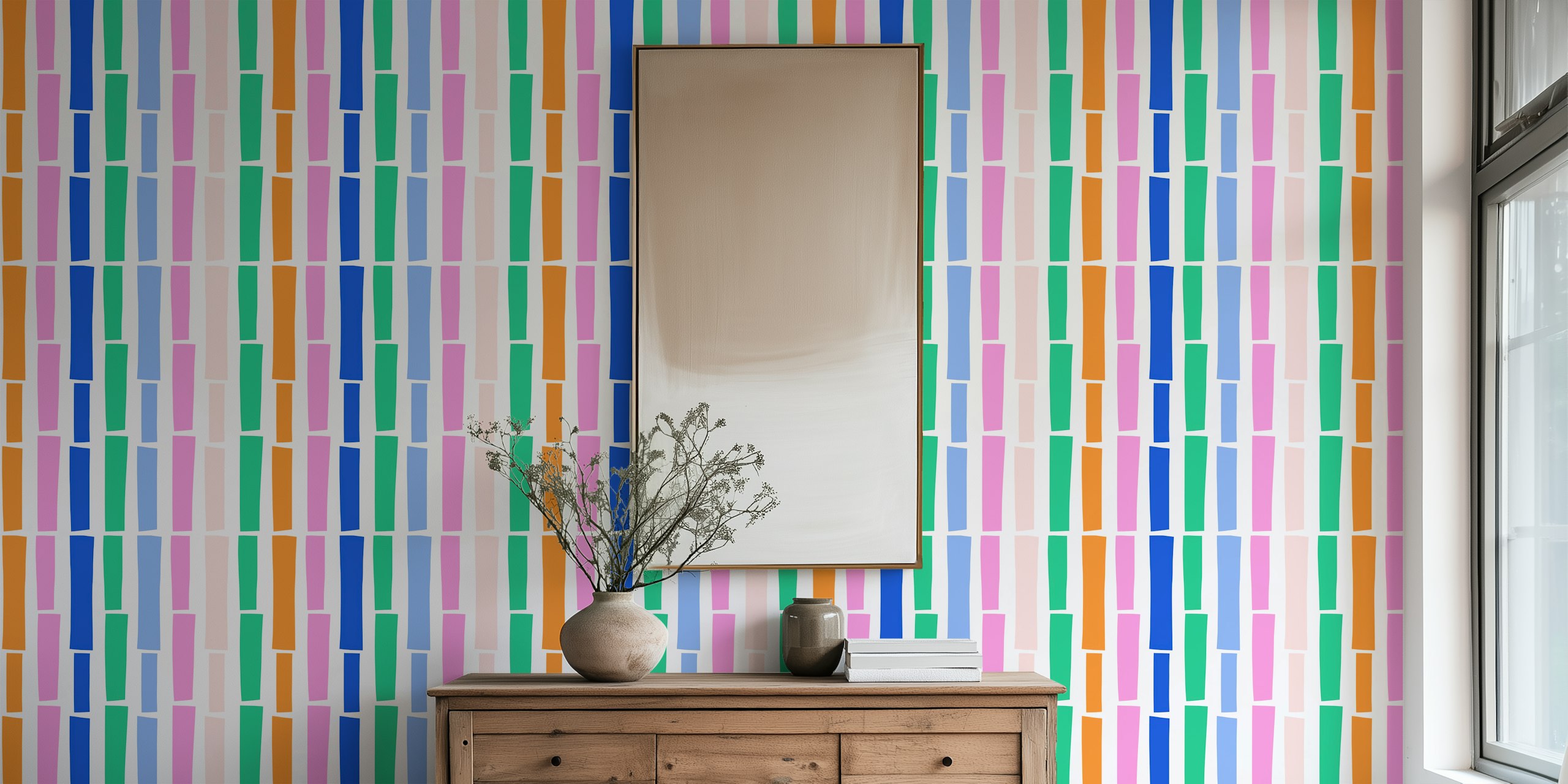 Colorful fusion behangontwerp in een kamer