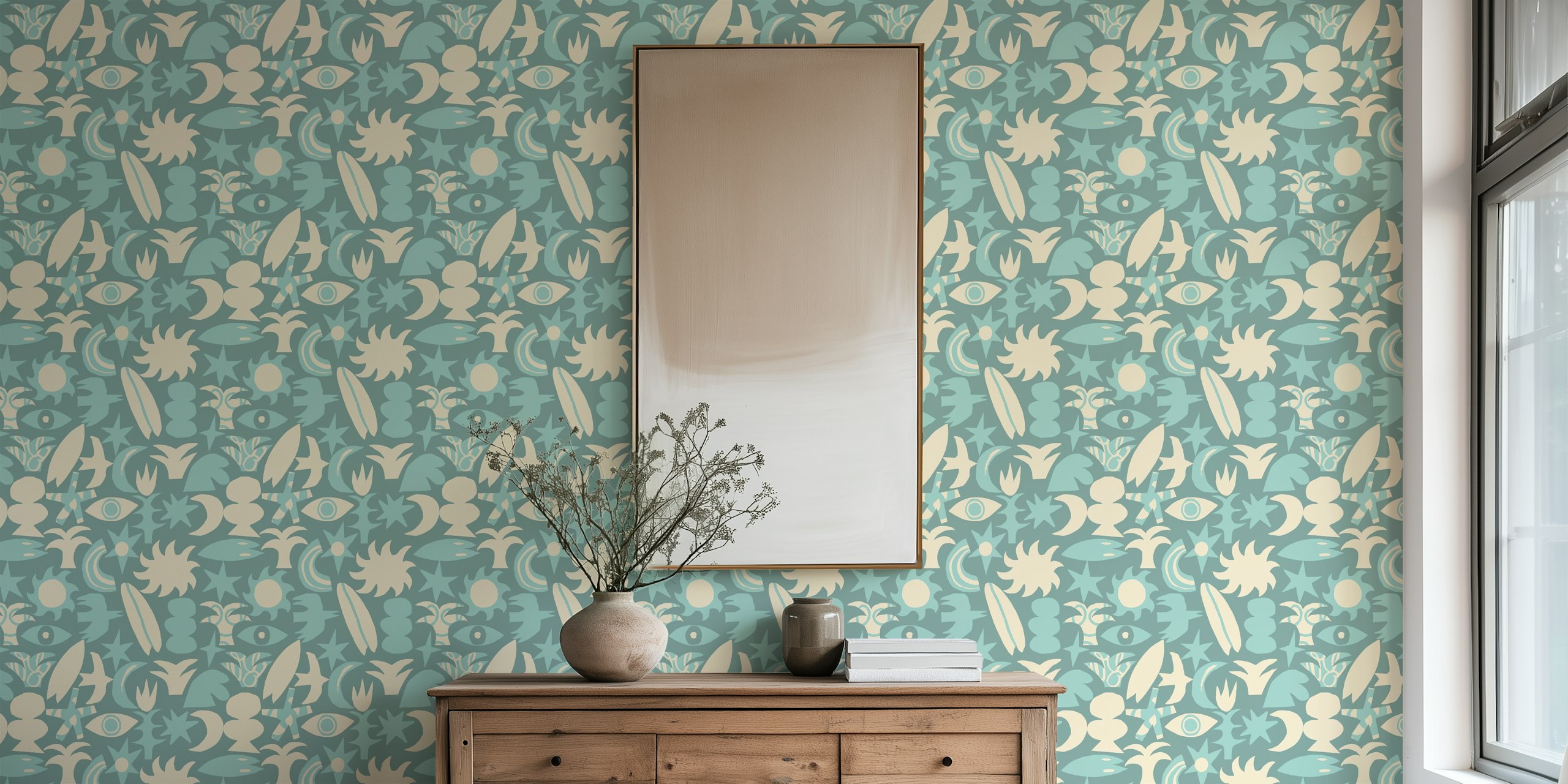 Dream beach wallpaper in a room setting
