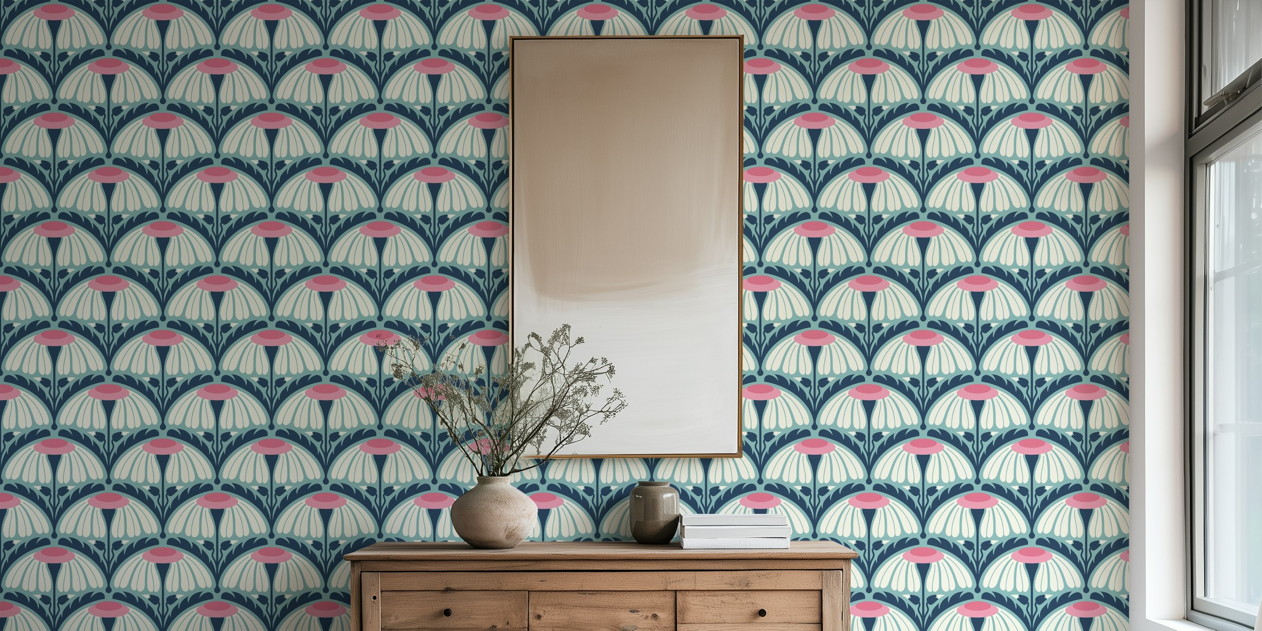 KF 0242 B - Vintage Retro Modern Floral Design
