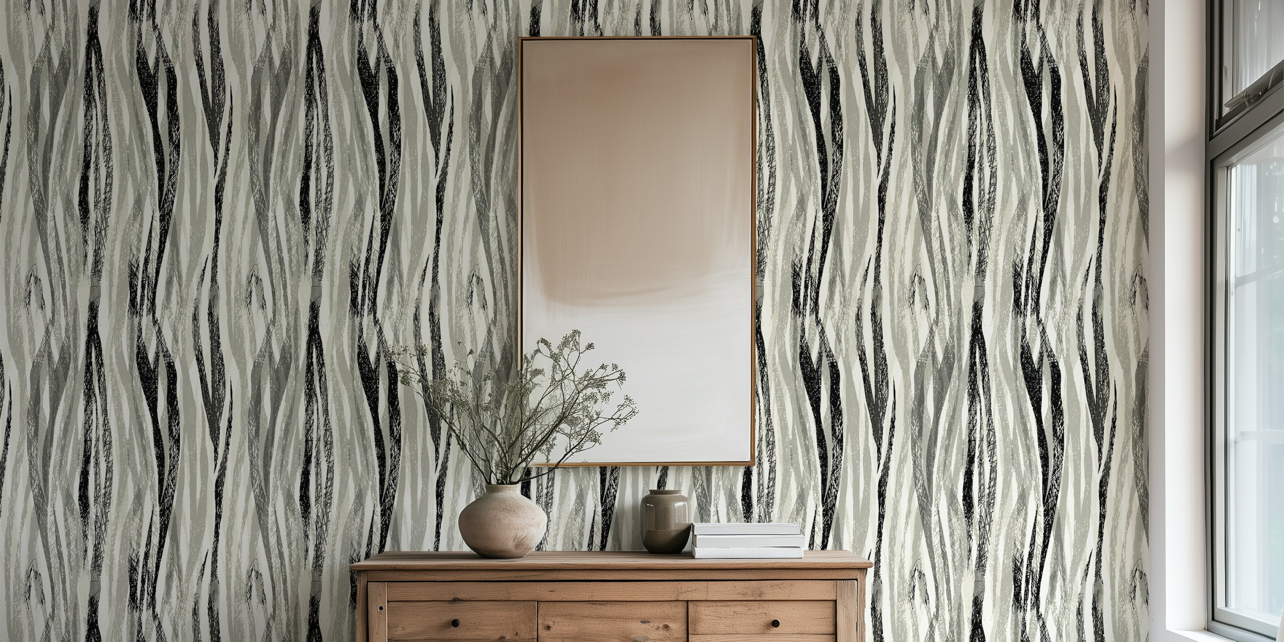 Zwart-witte Wildlife Safari animal print behang