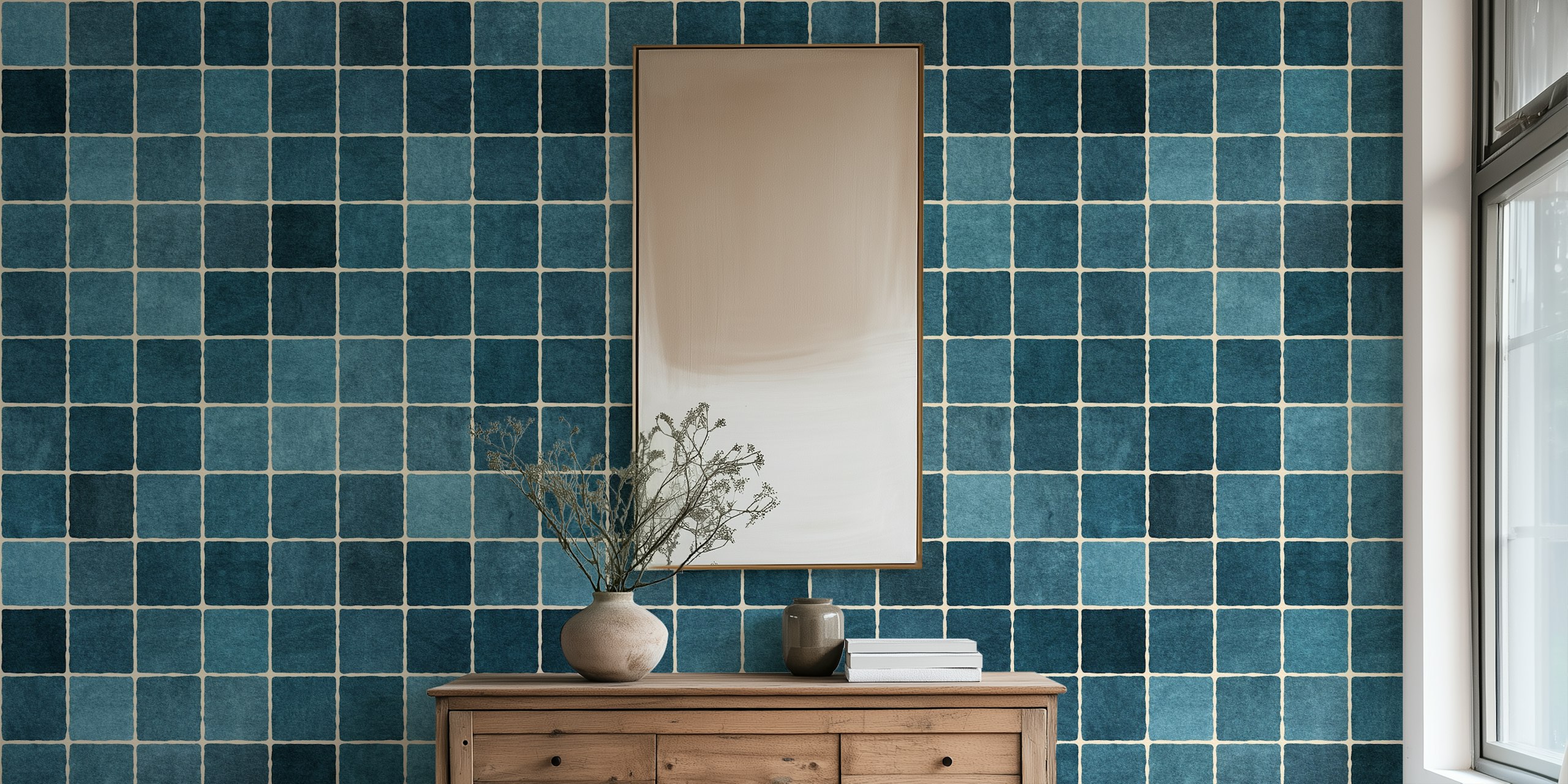Design De Papel De Parede Mosaic Em Um Quarto