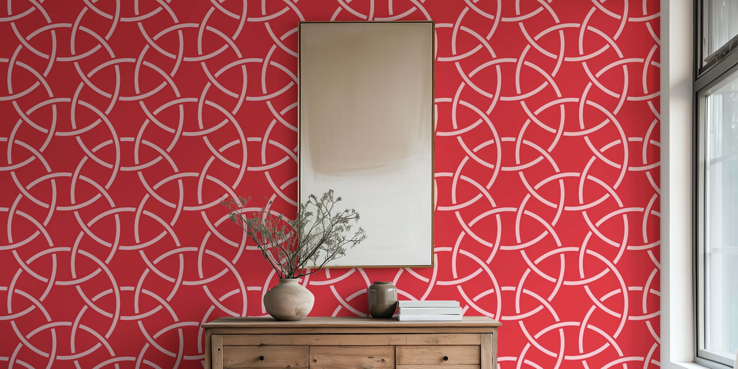 Papier peint rouge arabesque art style dans une chambre